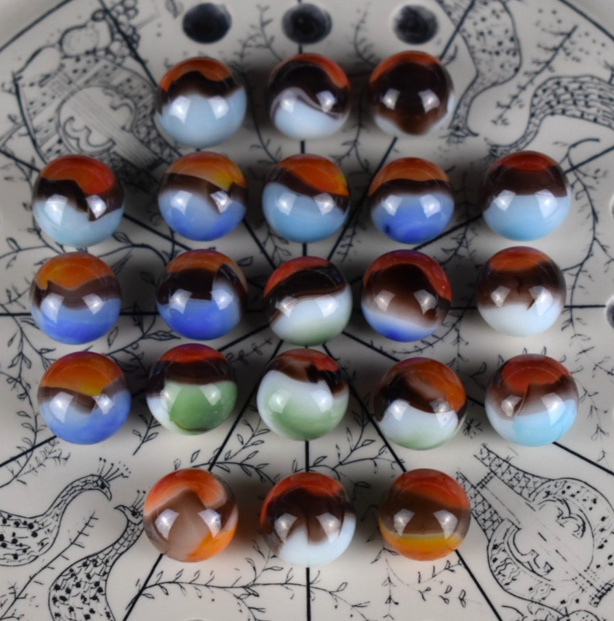Lot of x21 Vintage Vitro Agate Black Line All Red Marbles (Very Good/ Near Mint)