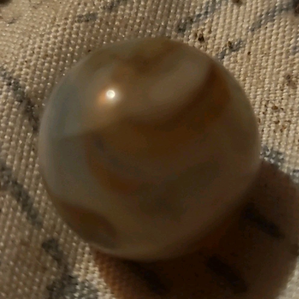 White & Brown Swirl Glass Toy Marble, Handmade – Ages 4-7 8-11 Years