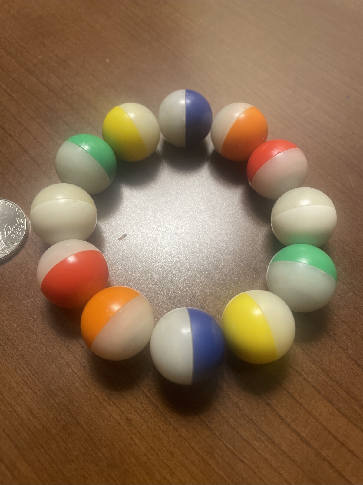 Vintage Magical Magnetic Marbles 12 Two Tone Glow In The Dark Plastic HTF