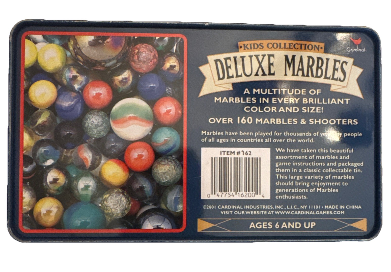 Cardinal Kids Collection Deluxe Marbles Tin Over 160 Glass Marbles and Shooters