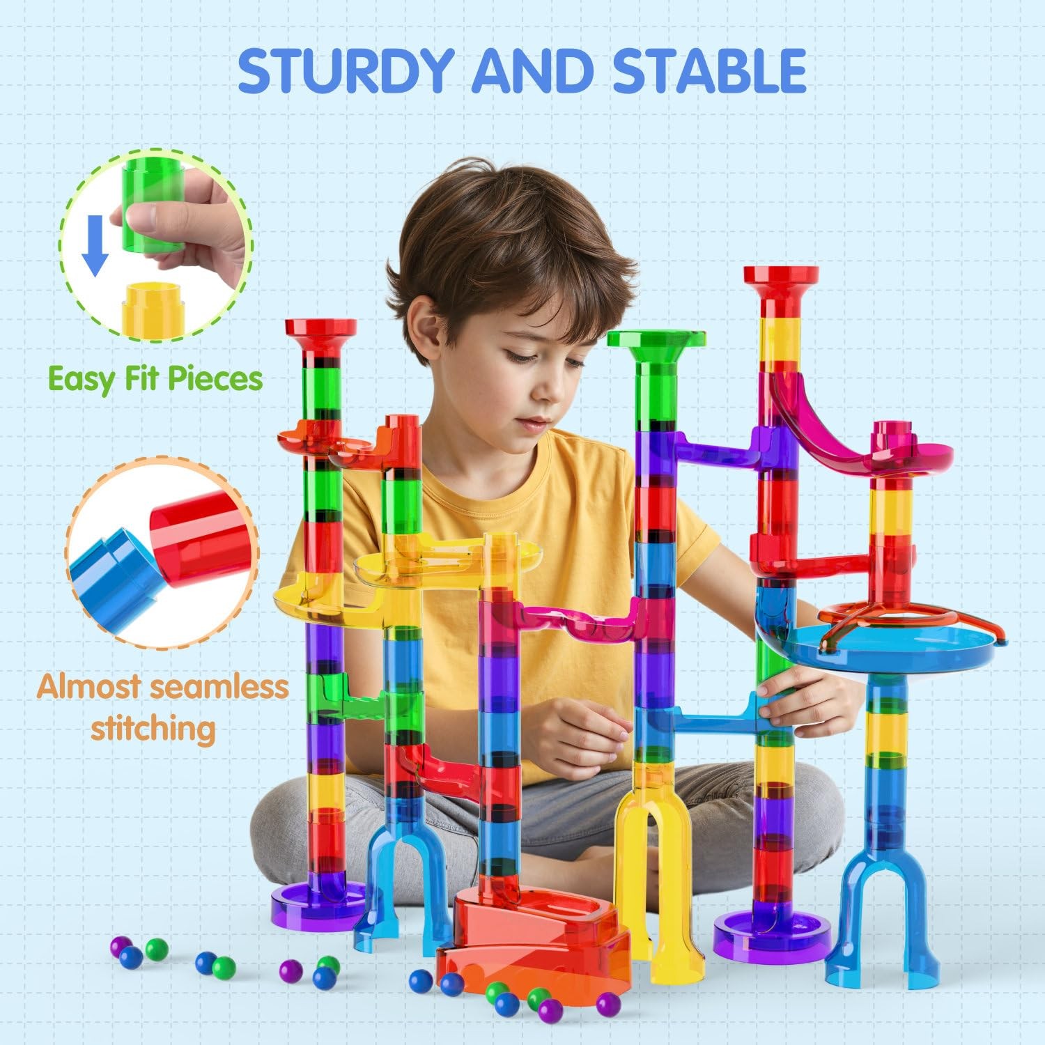 Ifollower Marble Run, 109Pcs Maze 25 cm (W) x 10 (L) x 27 (H)