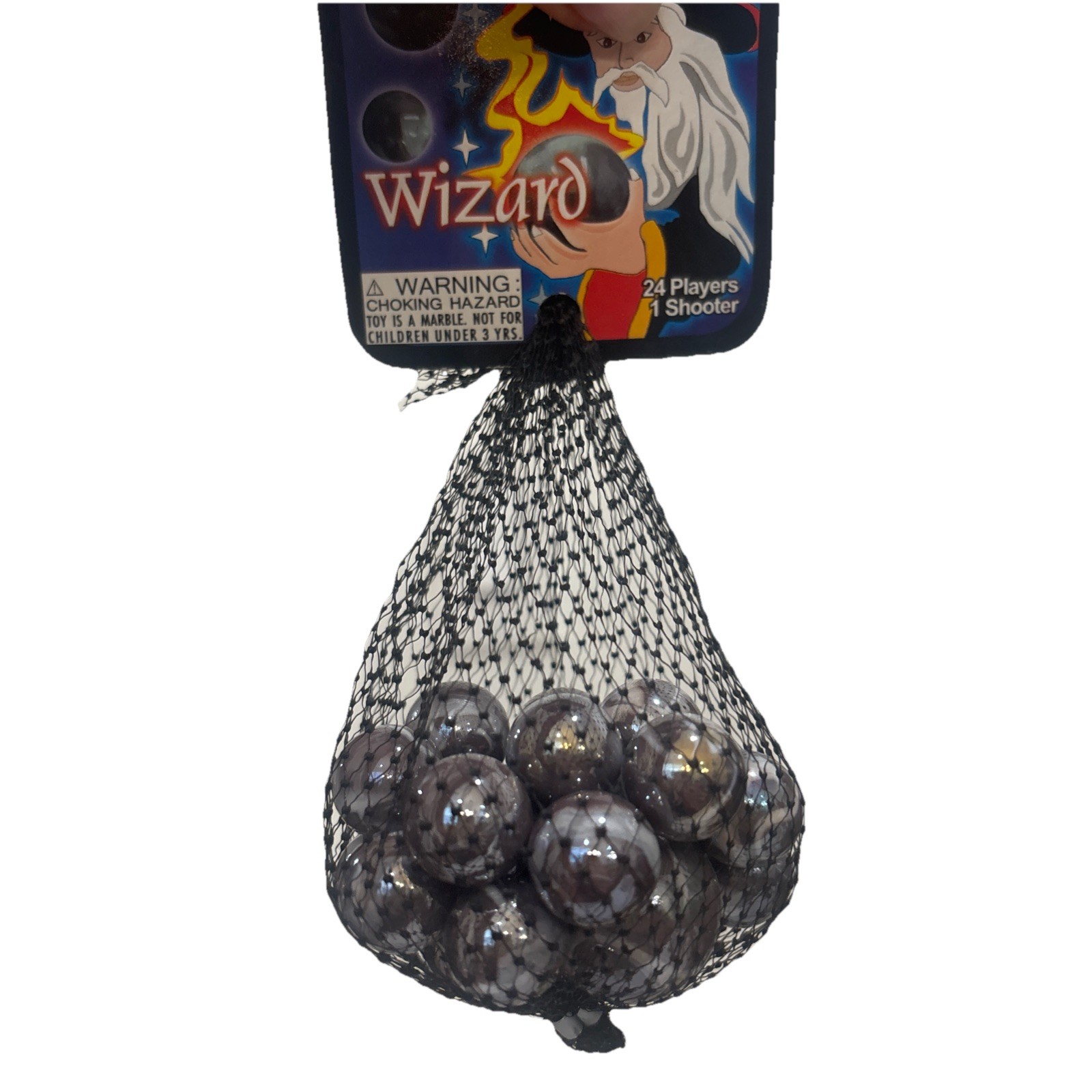 Net Bag of 25 “Wizard” Early Style Glass Mega Marbles 24 Players 1 Shooter