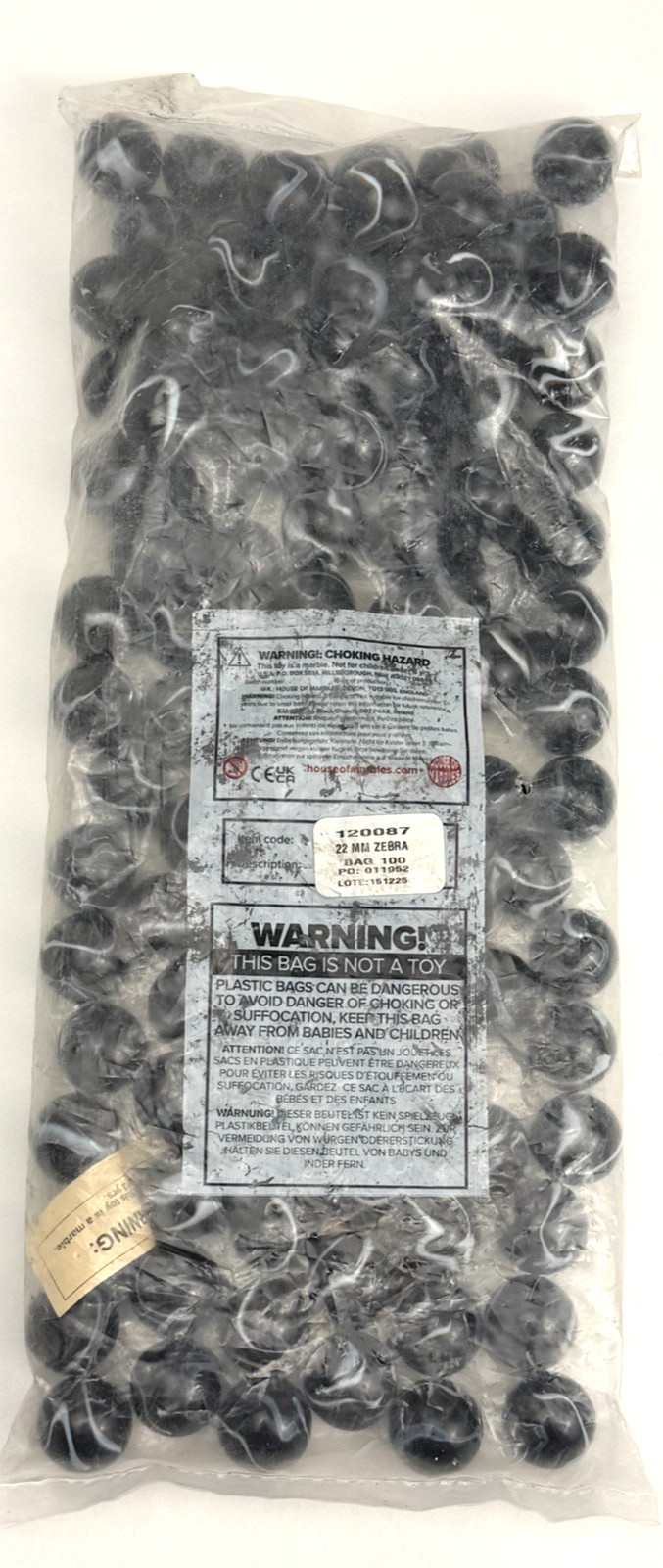 house of Marbles 22mm Zebra Black/White Marbles 100-pack
