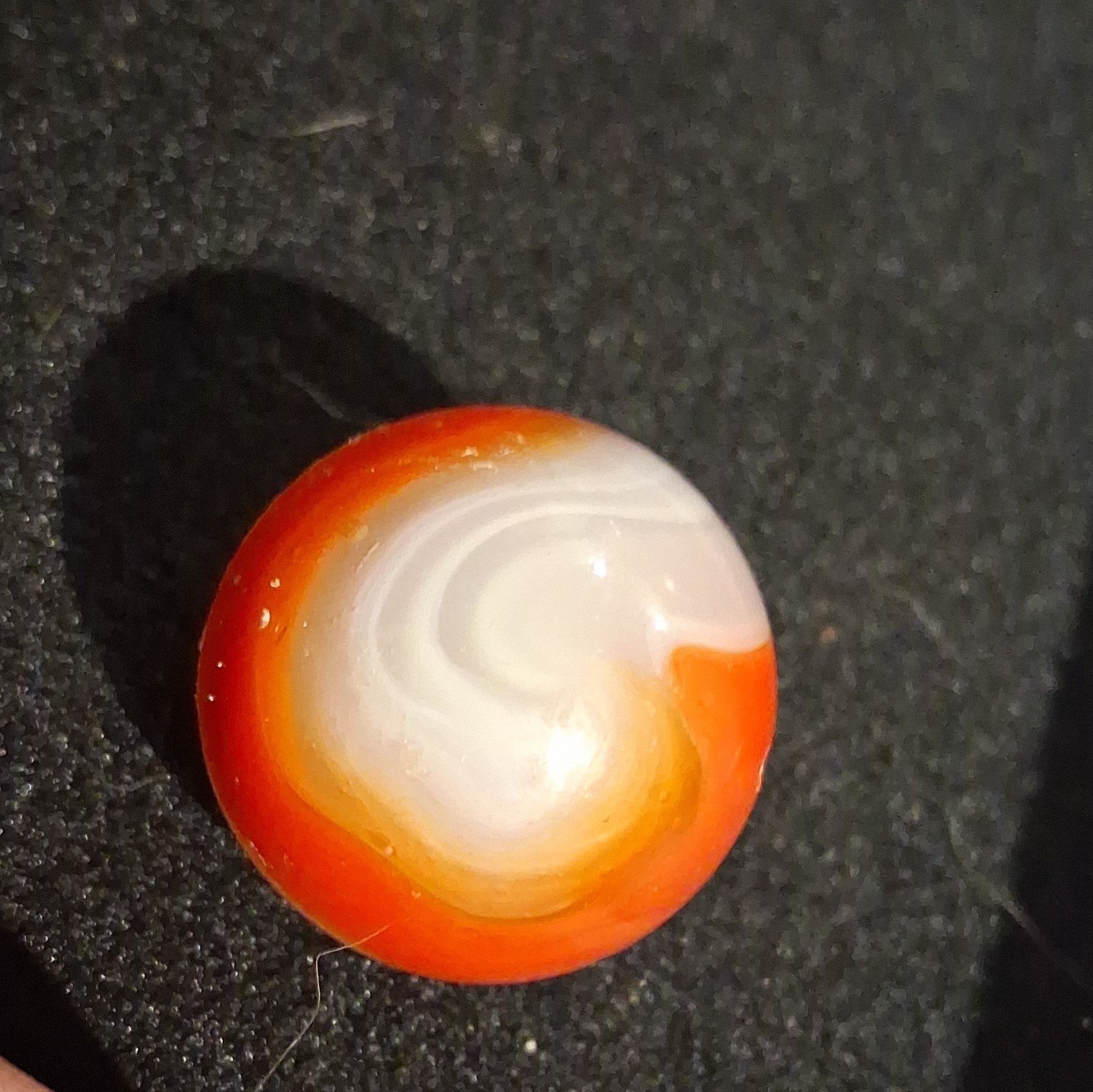 Vintage Akro Agate Corkscrew Shooter Marble Orange White Opaque Swirl