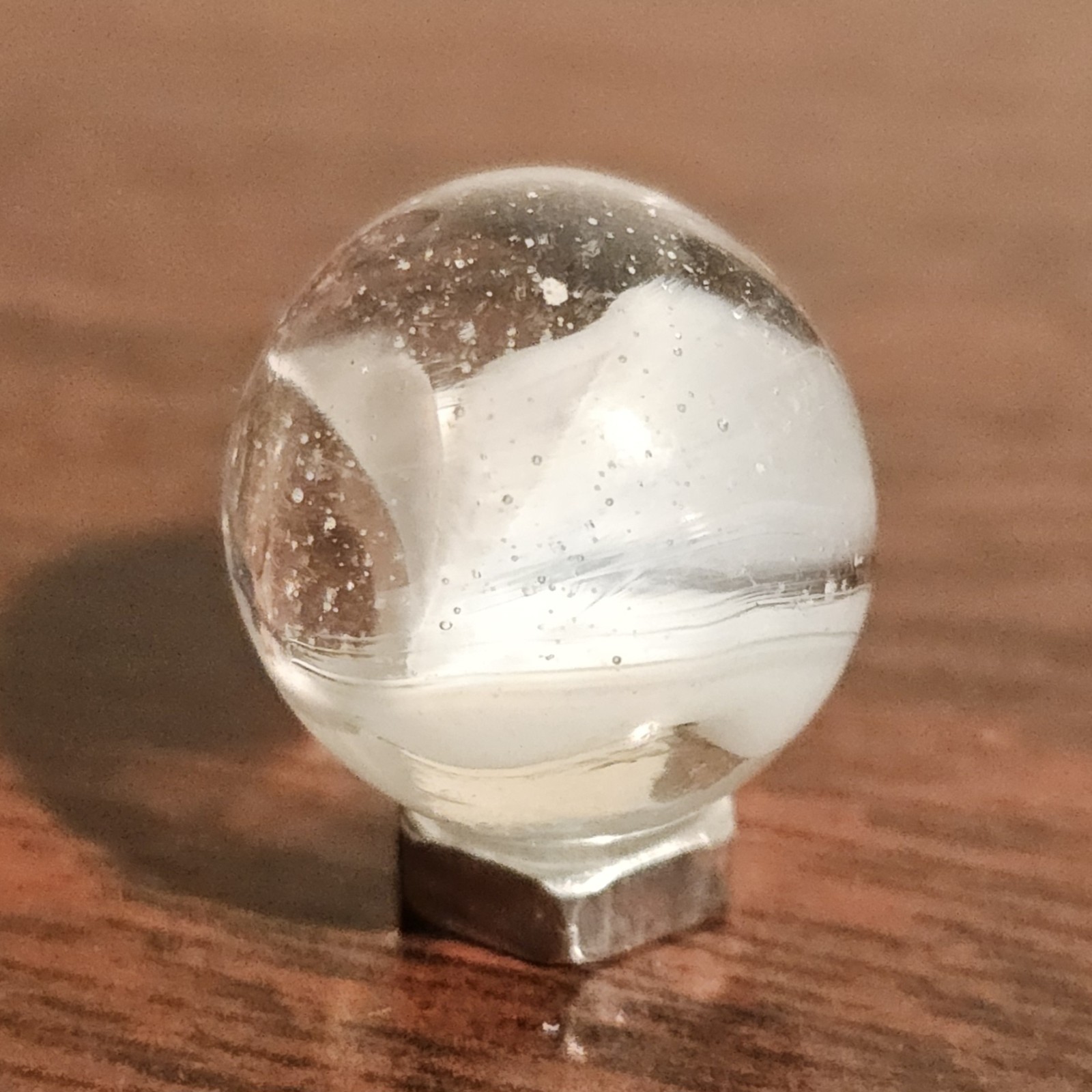 Vintage CE Bogard White 4 Lobe Floppy .625″ Glass Marble