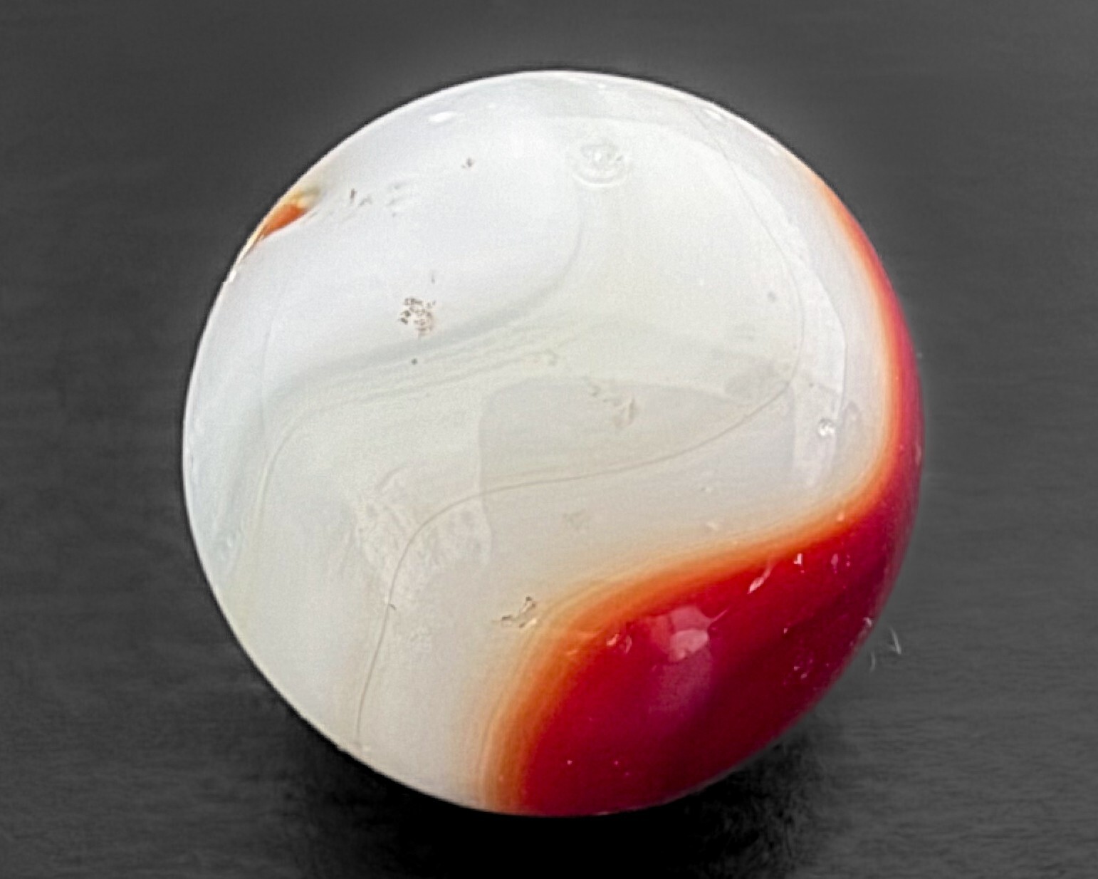 Vintage .62 Peltier CAC Christensen Vitro Akro Agate ? Red Bloody Bloodie Marble