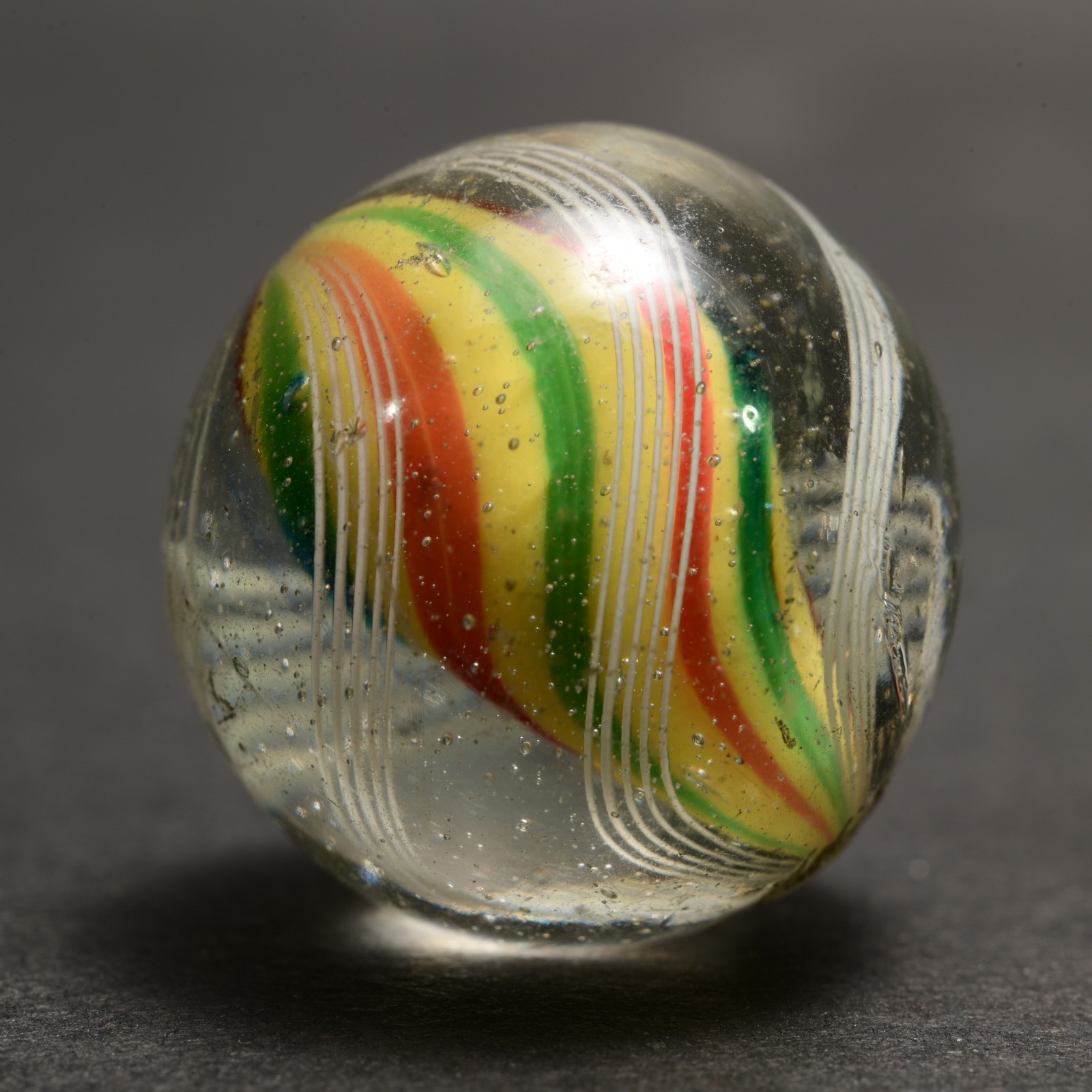 Early Solid Core German Handmade Antique Marble Custard Candy Cane 22.3mm 7/8”