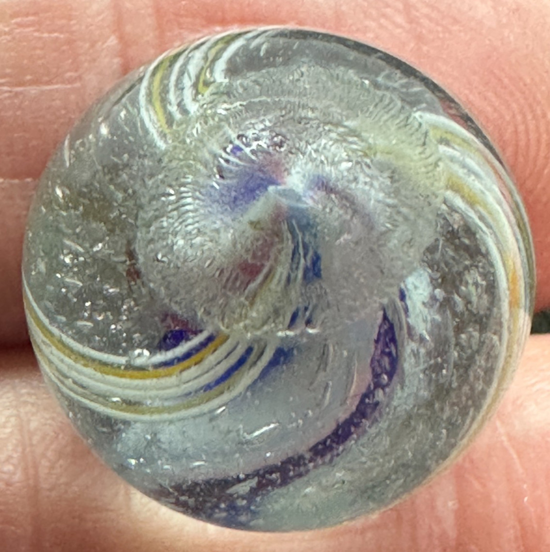 SOLID CORE SWIRL MARBLE .68″ HANDMADE ANTIQUE old toy GERMAN 17.5 mm M