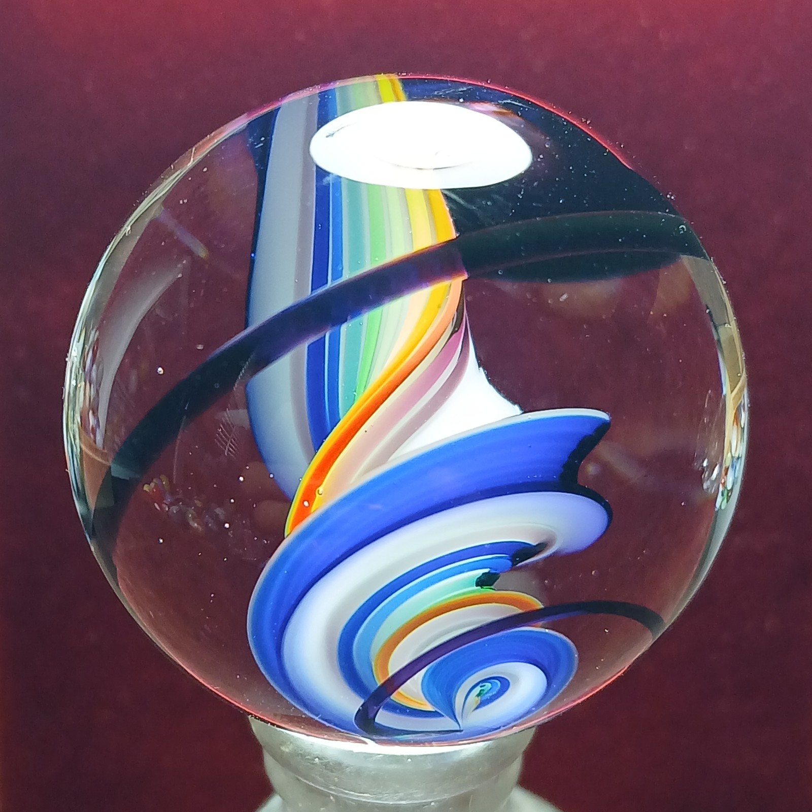 Mint *1 3/8″* Rainbow Multi Color Contemporary Swirl Marble! Fantastic. C Pics