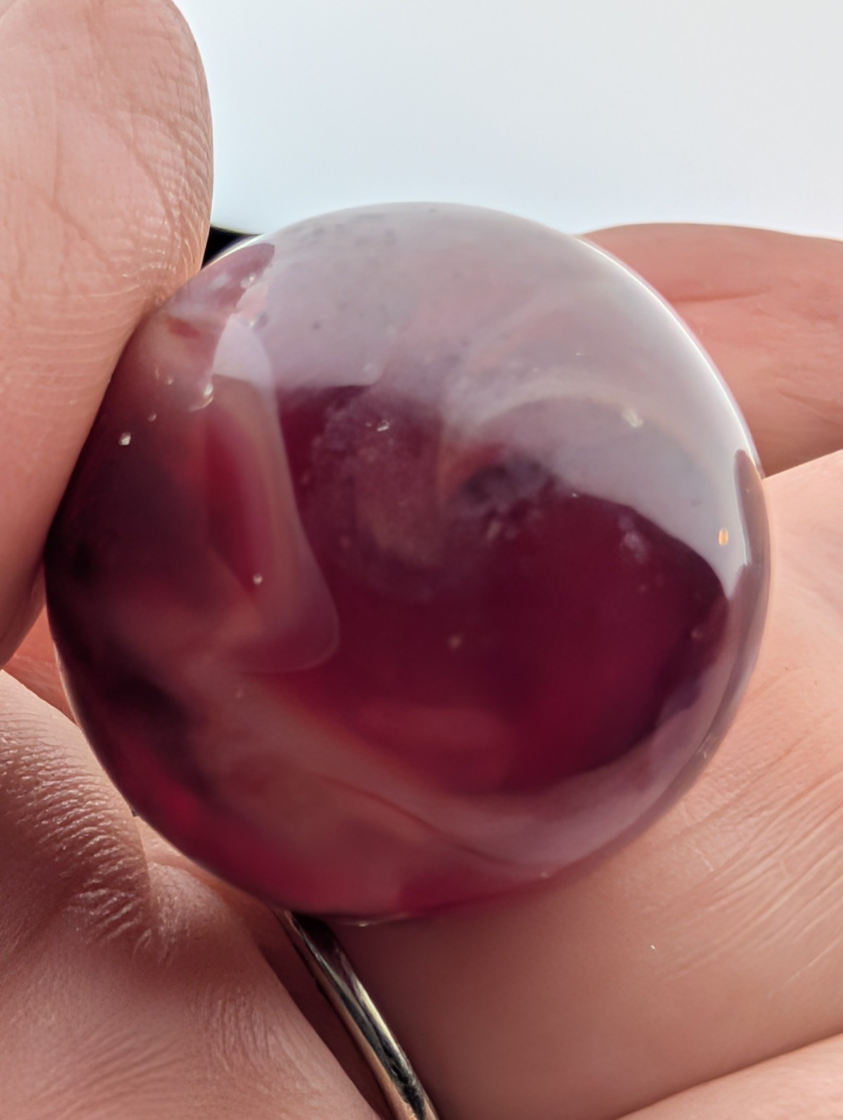 GRAIL- .93 German Cadmium Marble DAYLIGHT GLOW Neon Red Pink Shooter Pontil Rare