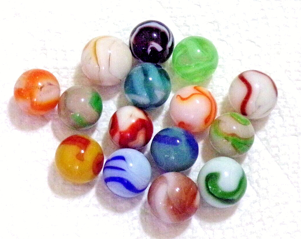 15 VINTAGE ALLEY AGATE CO. SWIRL MARBLES