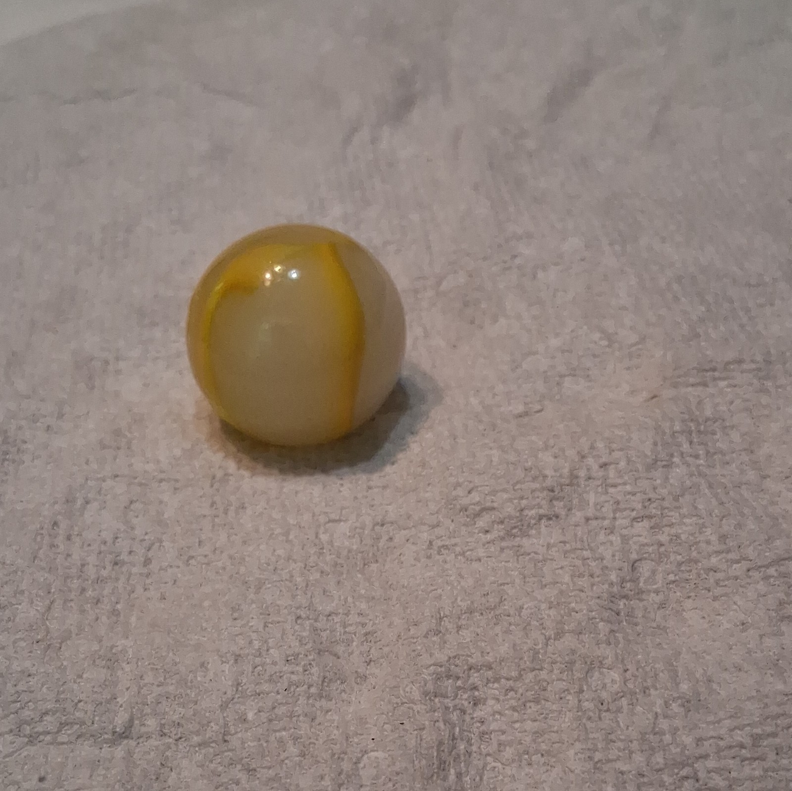 Single Swirl Pattern Glass Toy Marble Yellow White Collector Display Piece
