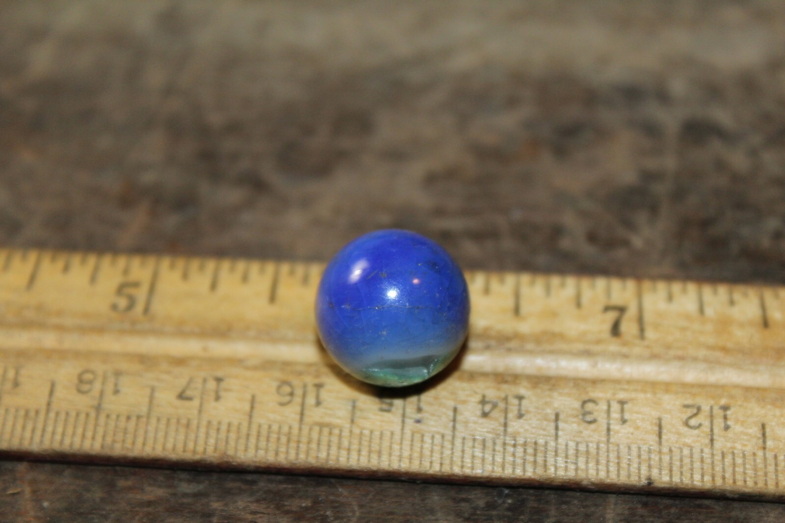 Vintage Machine Made Marble White Blue Green White Swirl
