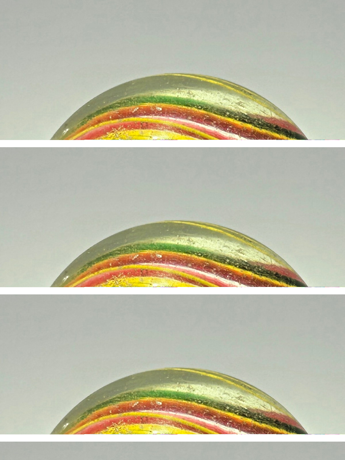 Antique German Handmade Divided Core Jelly Ribbon Marble 1-45/64″ NM+ E3.22