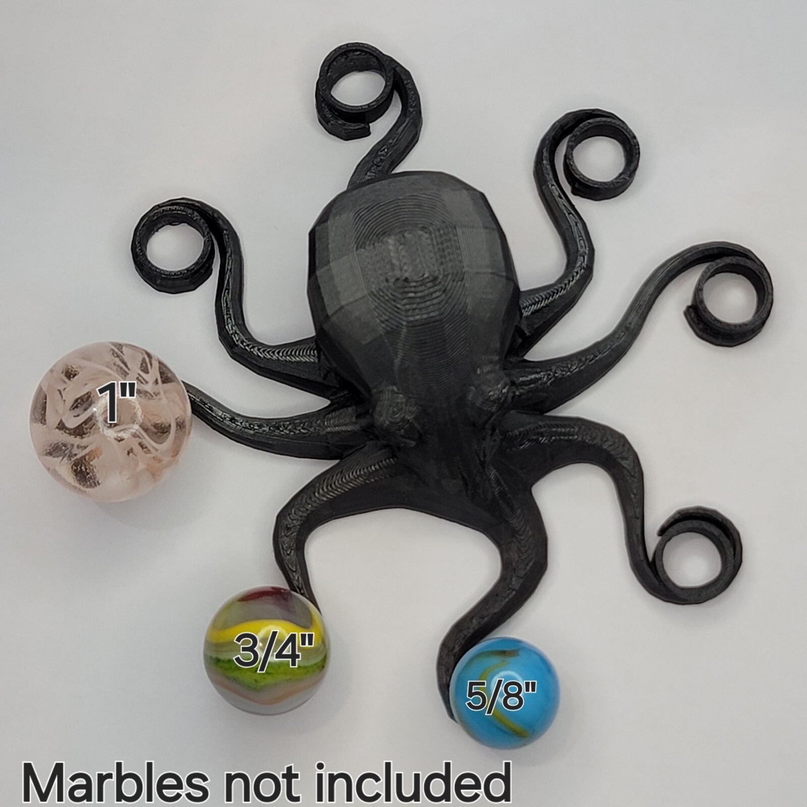 Large Black Octopus Marble Display Stand – Holds 8 Marbles Up To 1″ – Lot #5667