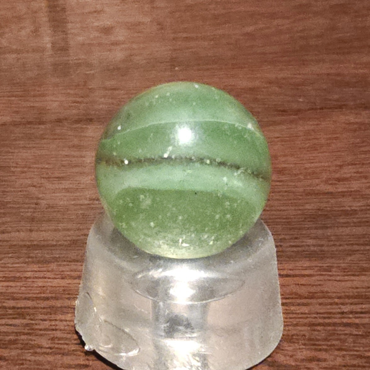 Vintage C. E. Bogard Hybrid Cats Eye Green In Clear .718″ Shooter Marble