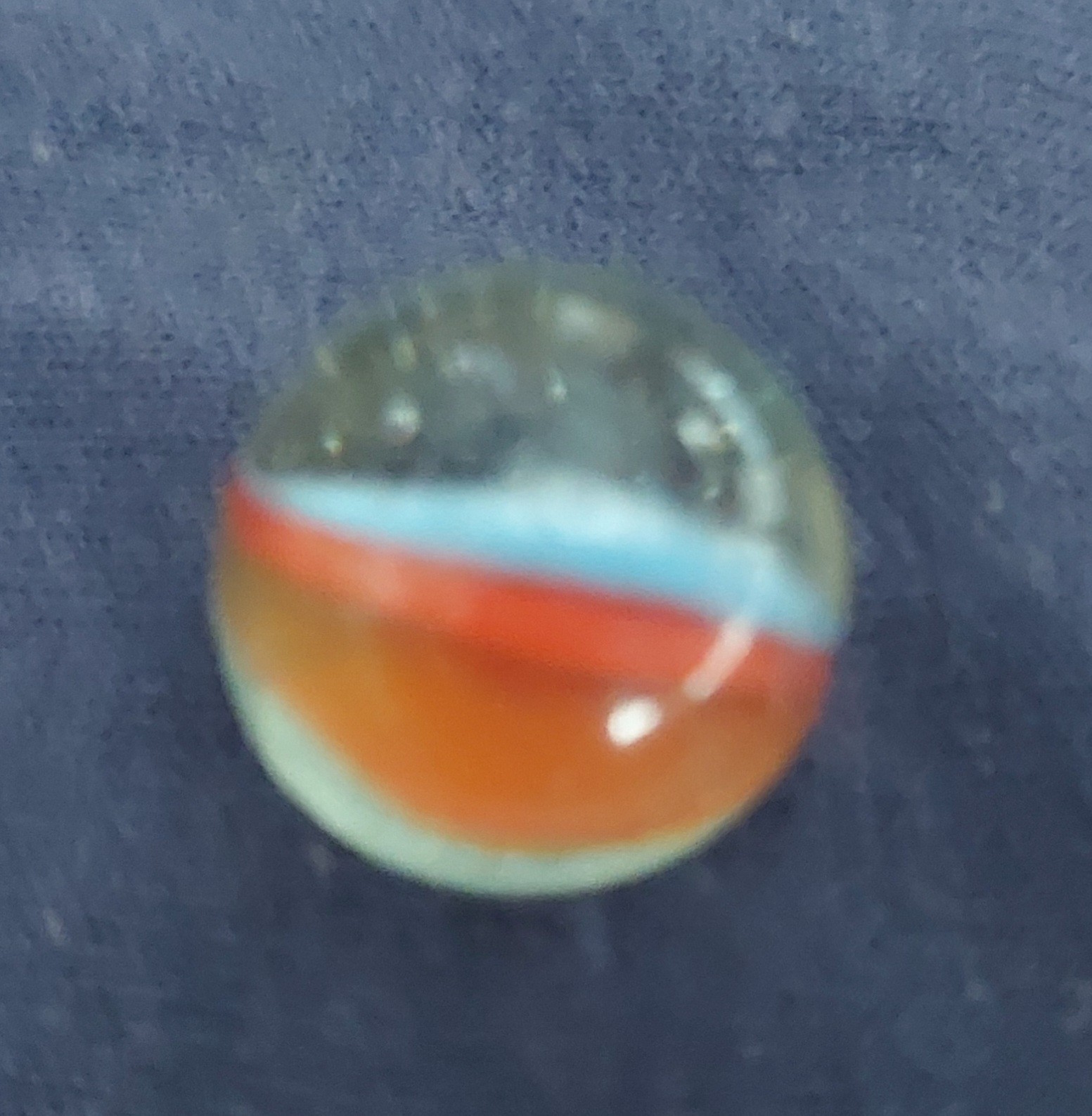 Vintage Orange Color Cat’s Eye Ribbon Glass Marbles 5/8″