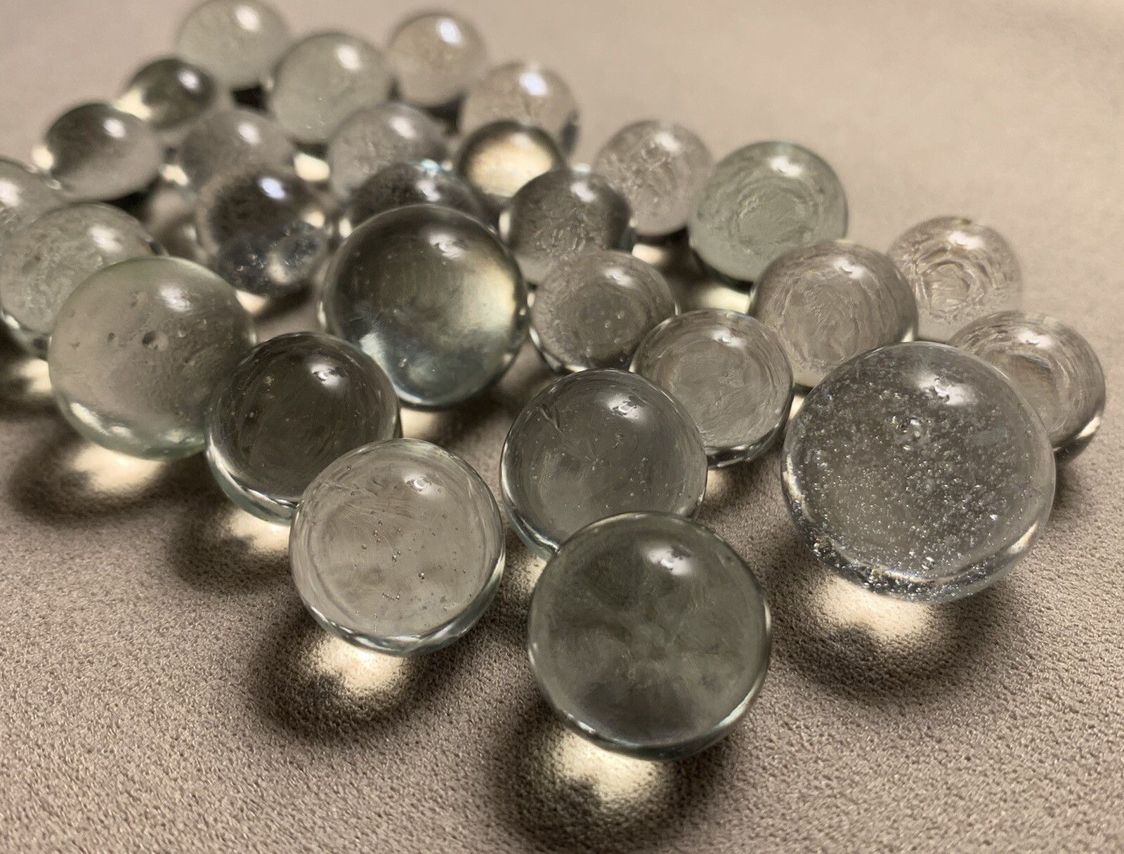Vtg Clear Ice Glass Toy Marble 28pc Job Lot With Bubbles 0.529” 0.620” 0.761”
