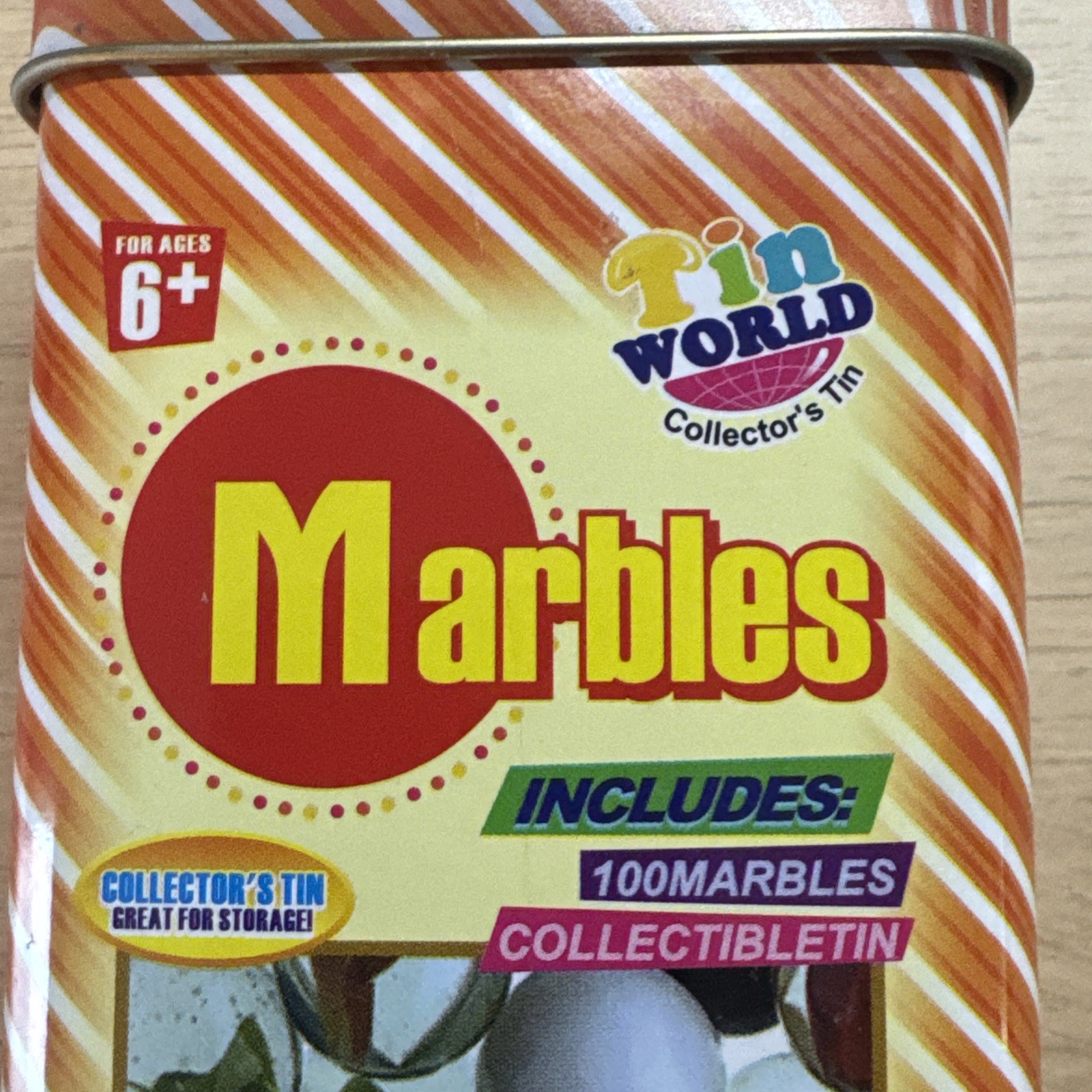Marbles 100 colorful marbles in tin Ages 6+ Tin World Vintage