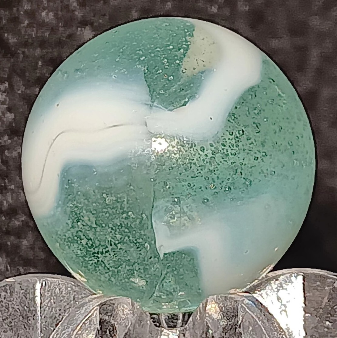 Vintage Marble Peltier Glass Clear Rainbo. .62″ Mint. (HTF) EXAMPLE