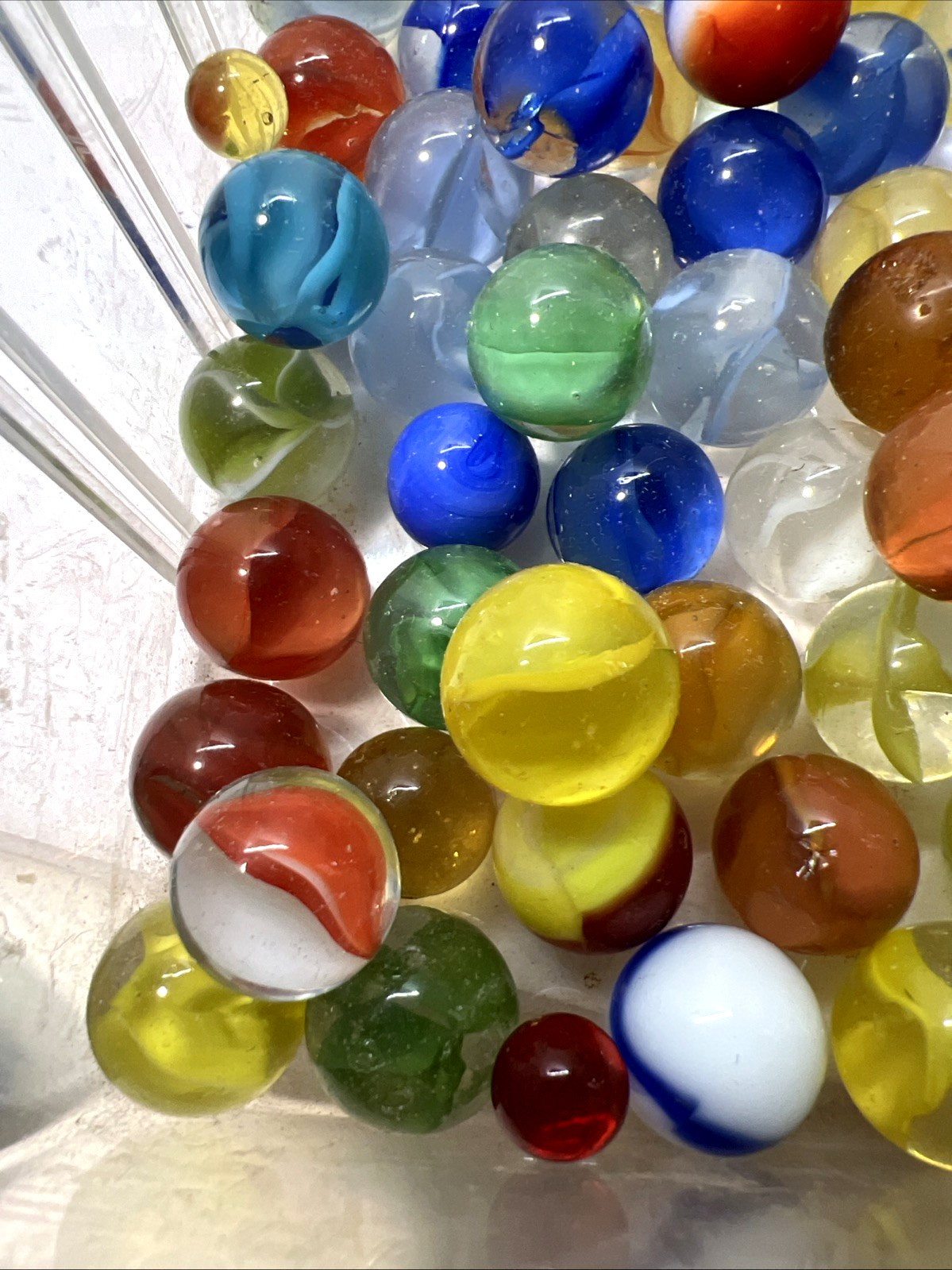 Estate Item Antique Vintage Lot Of Clear/Swirl Glass Marbles lot 32