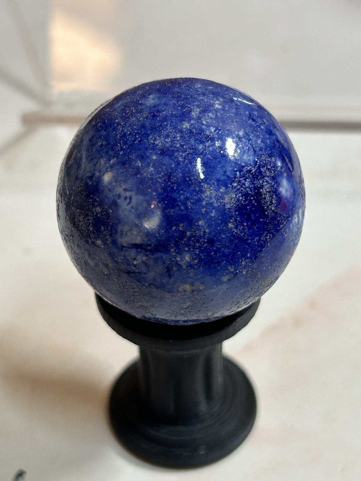German Handmade Fancy Bennington Blue Clay 1.33 Inch Jumbo / Whopper Marble