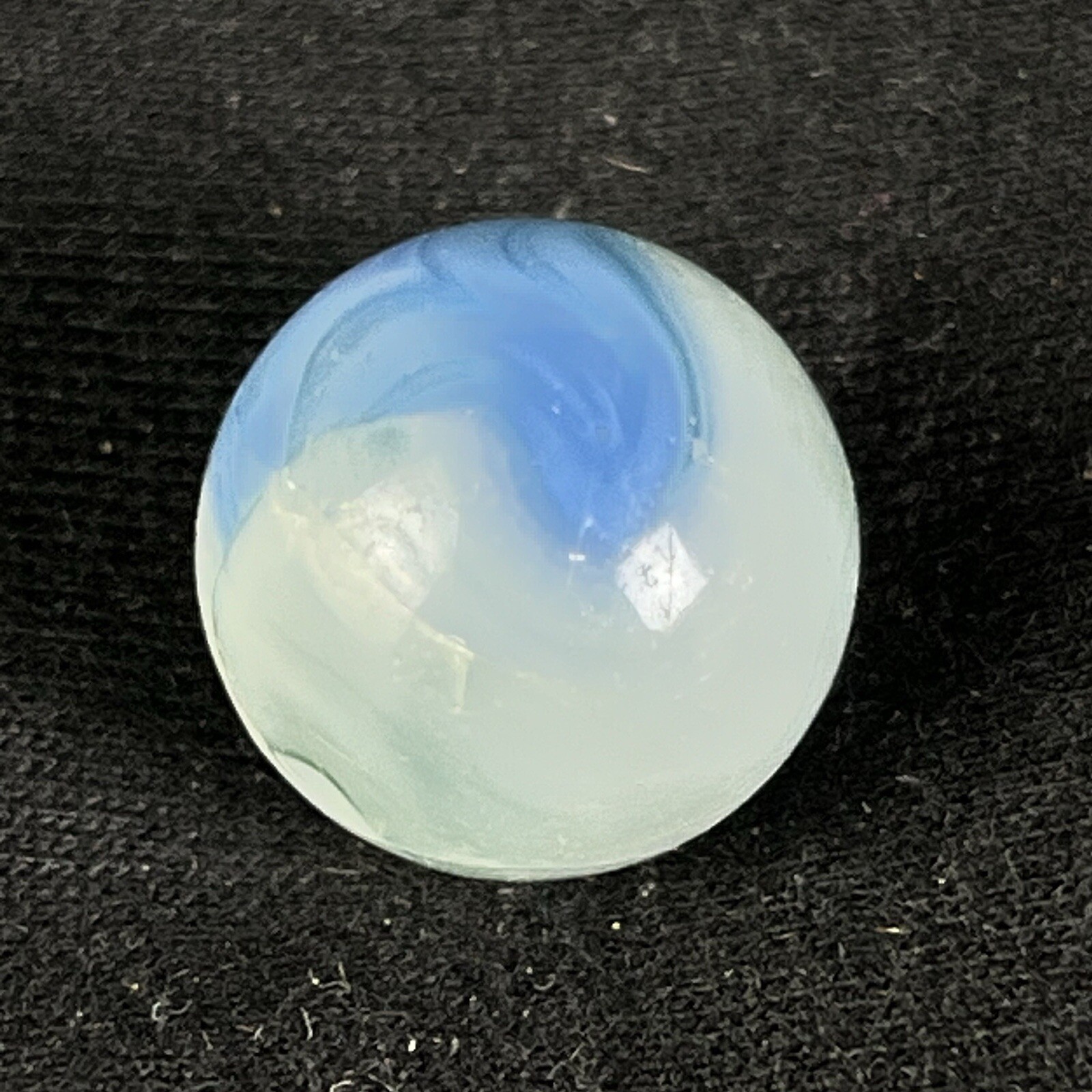 Vintage Akro Agate Peltier Art Swirl Glass Marble .60” Clear Blue White