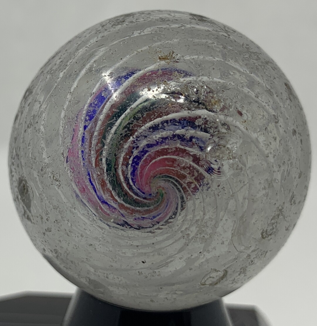 Antique Swirl Marble Solid Core 1 5/8″ Wide Hand Blown Multi-Color A
