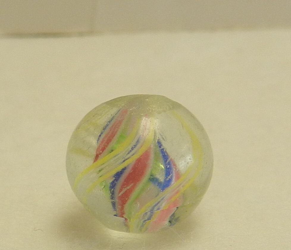 #16808m Peewee .48 Inches Vintage German Handmade Divided Ribbon Swirl Marble