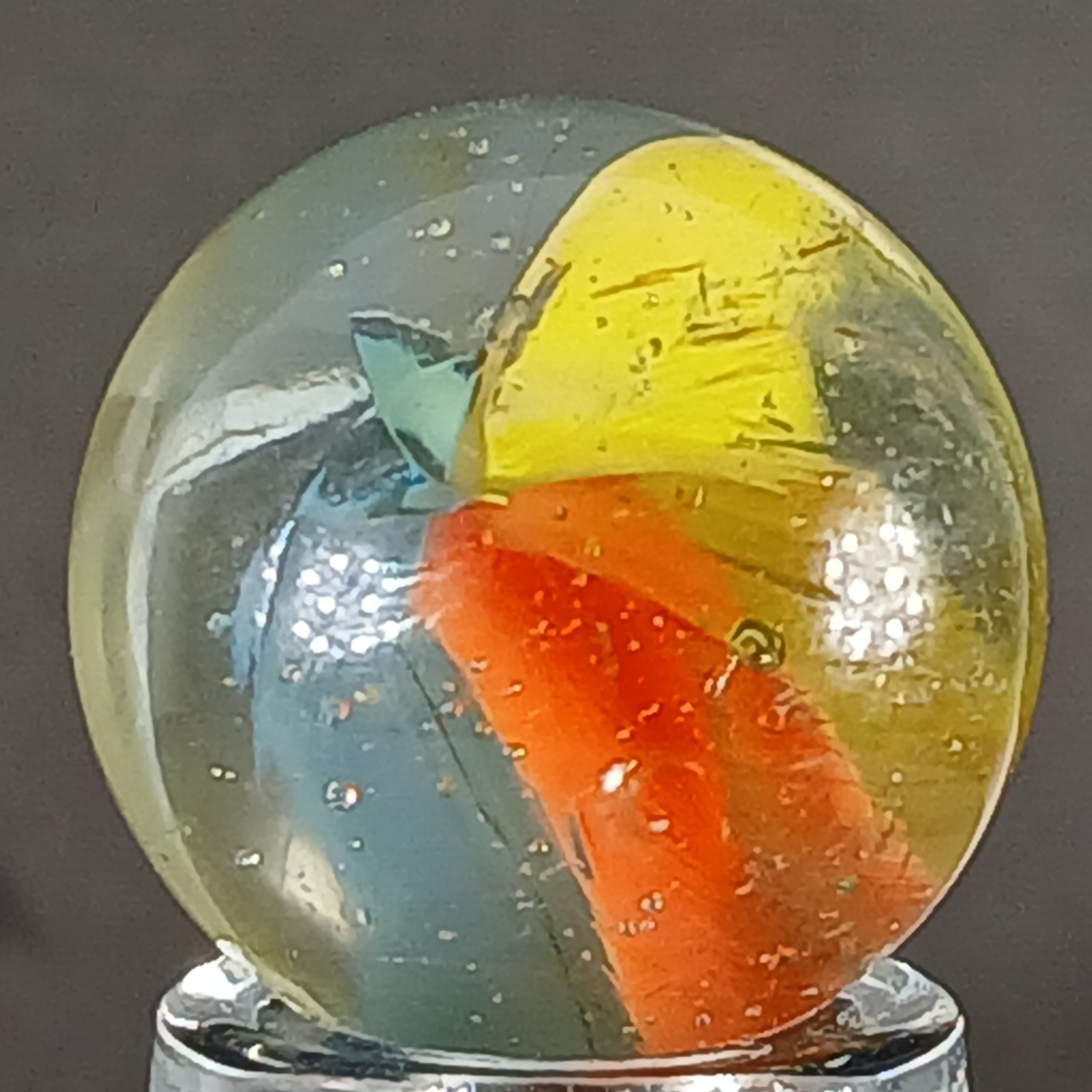 Vintage Tri-Color Hybrid Cat’s Eye Marble .59 Inches Near-Mint Condition