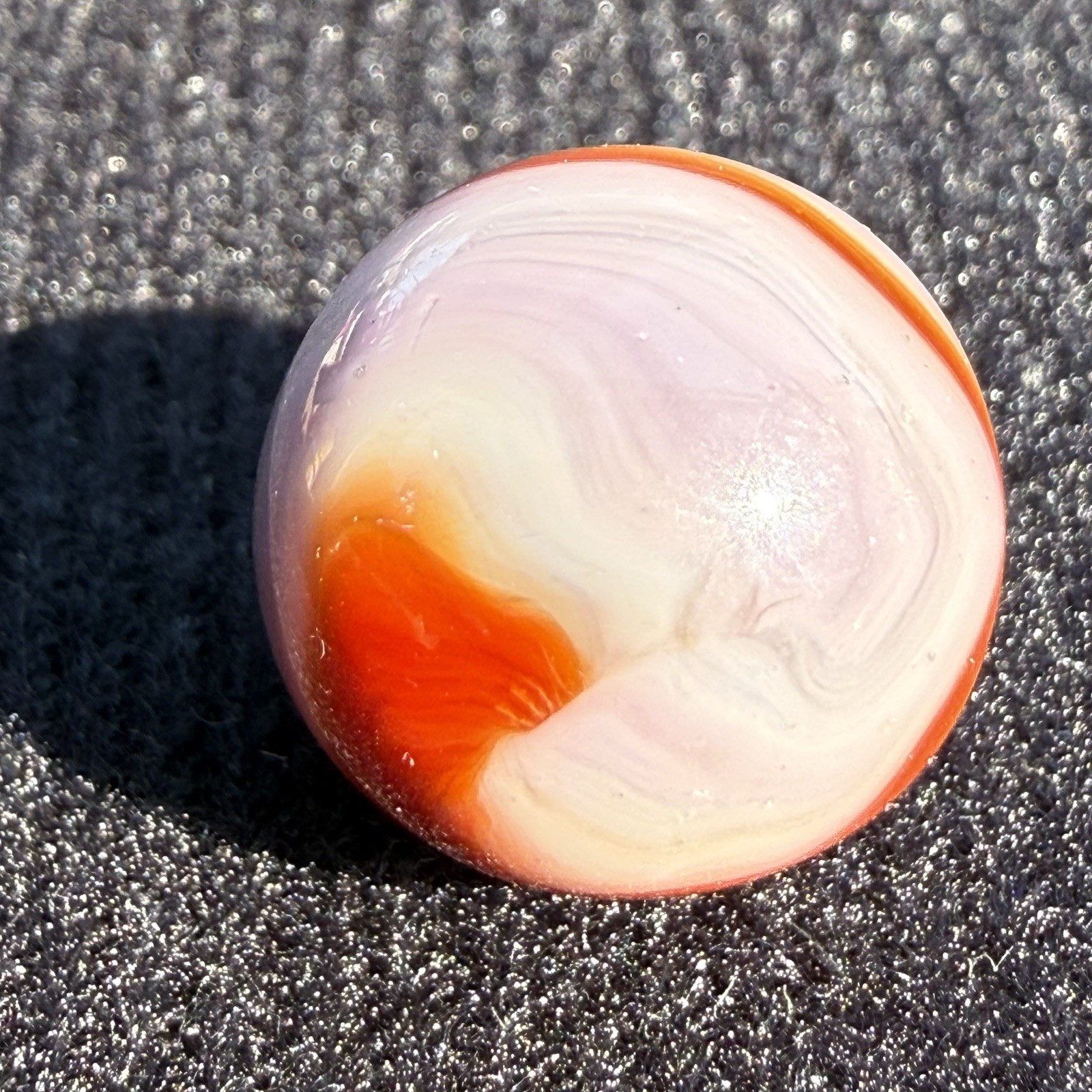 BEAUTIFUL Akro Special Red And Lavender Corkscrew Marble .65” M Condition