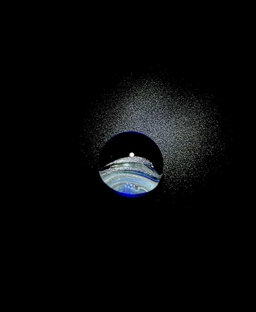 .89” “Black Hole” Blue Eye SPACE Design Double Sided Glass Art Eyeball Marble US