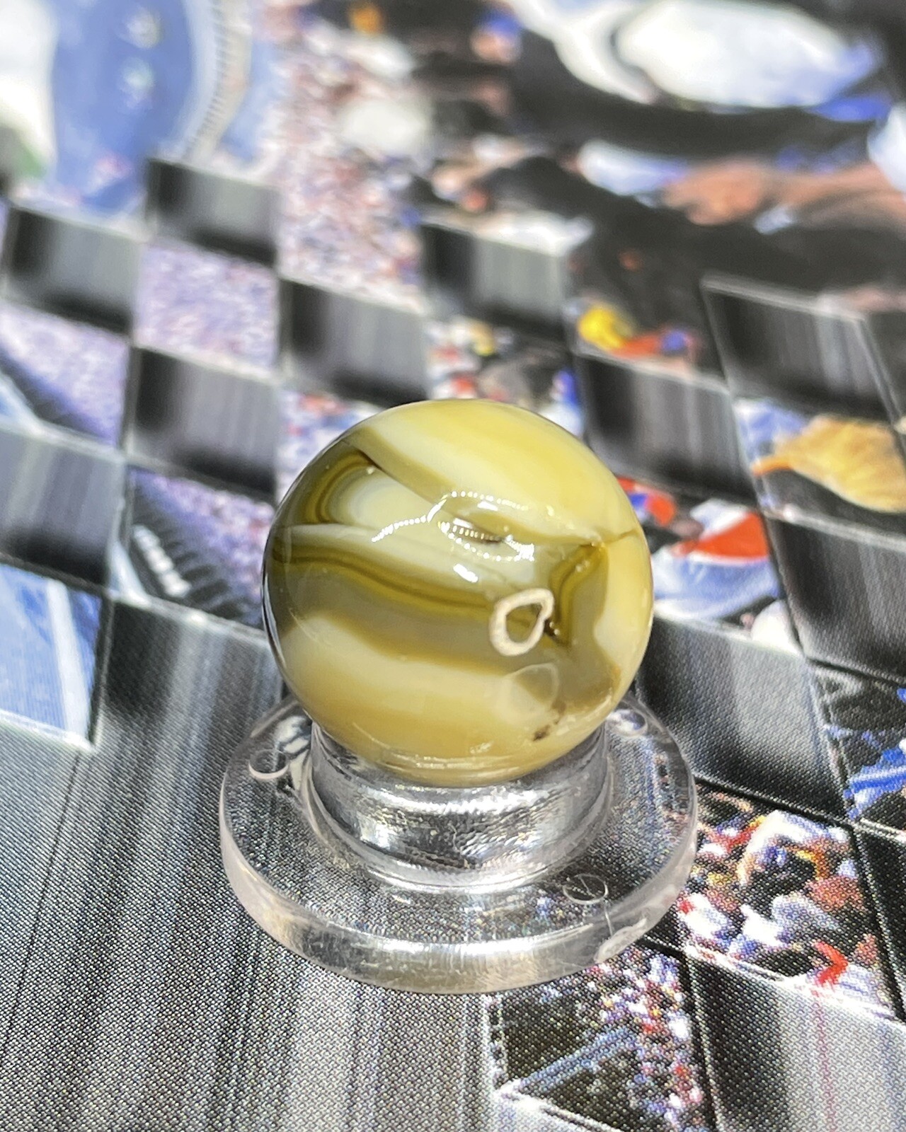 Alley Or Champion Brown & White Crazy Swirl Mystery Marble Vintage Marbles .591