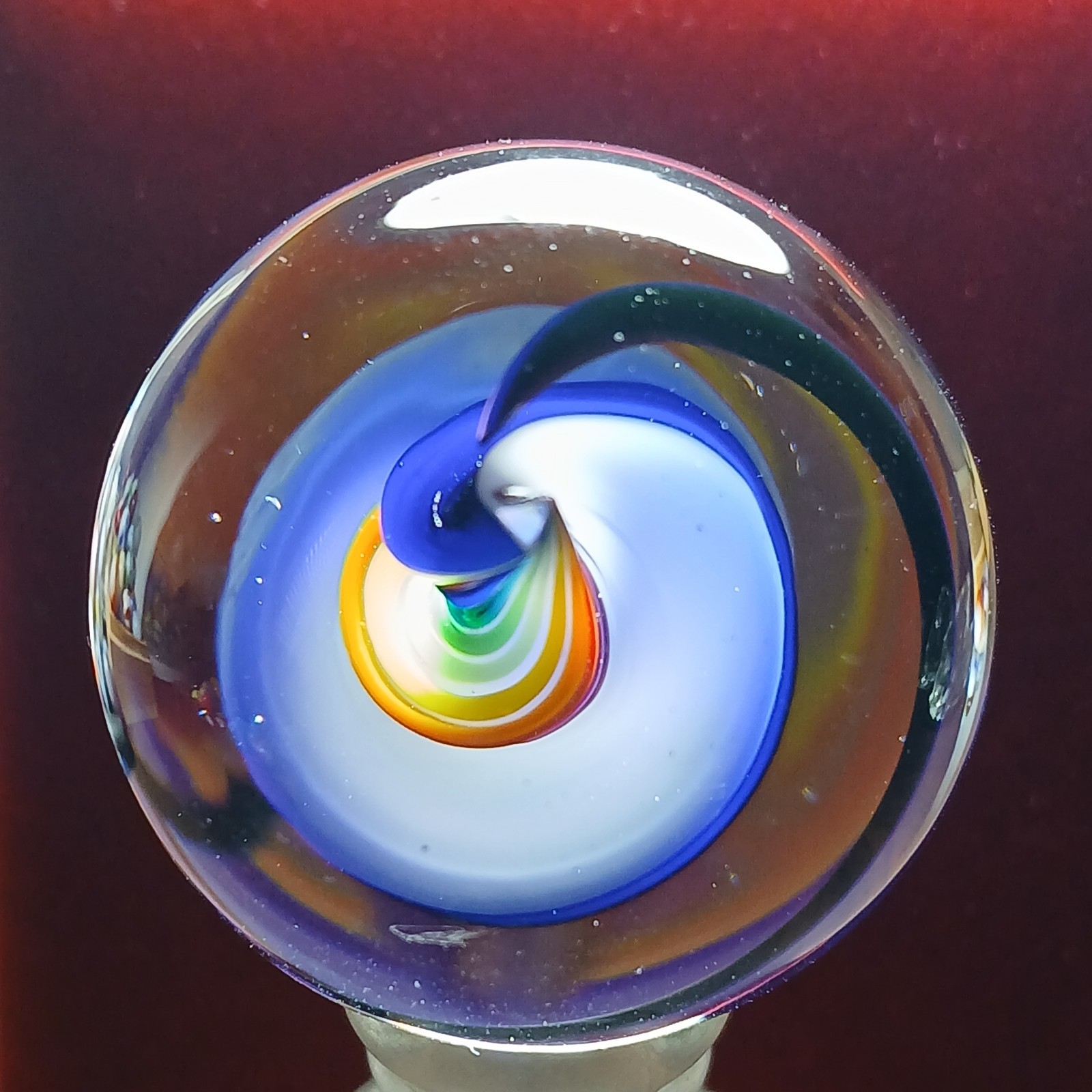 Mint *1 3/8″* Rainbow Multi Color Contemporary Swirl Marble! Fantastic. C Pics