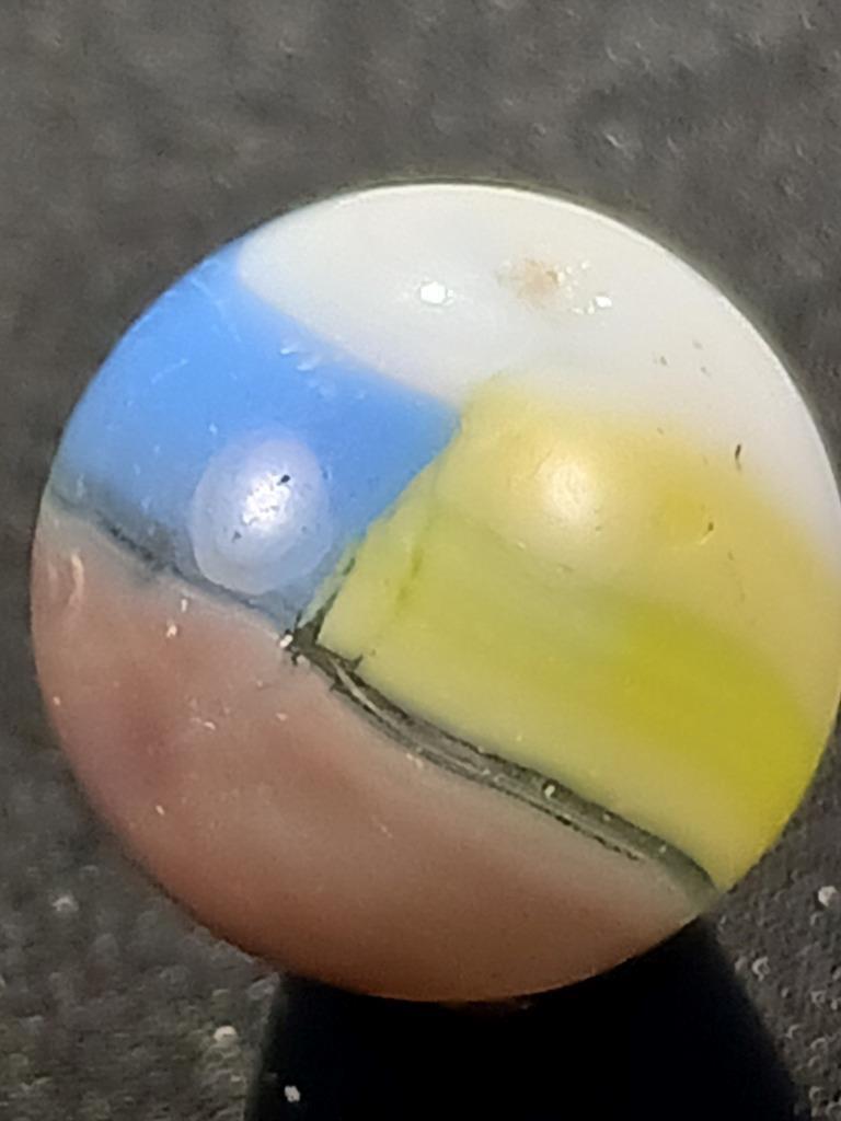 Vitro Agate .58″ Lavender Yellow Blue Tiger Eye Good Cond. Serious Marble A446