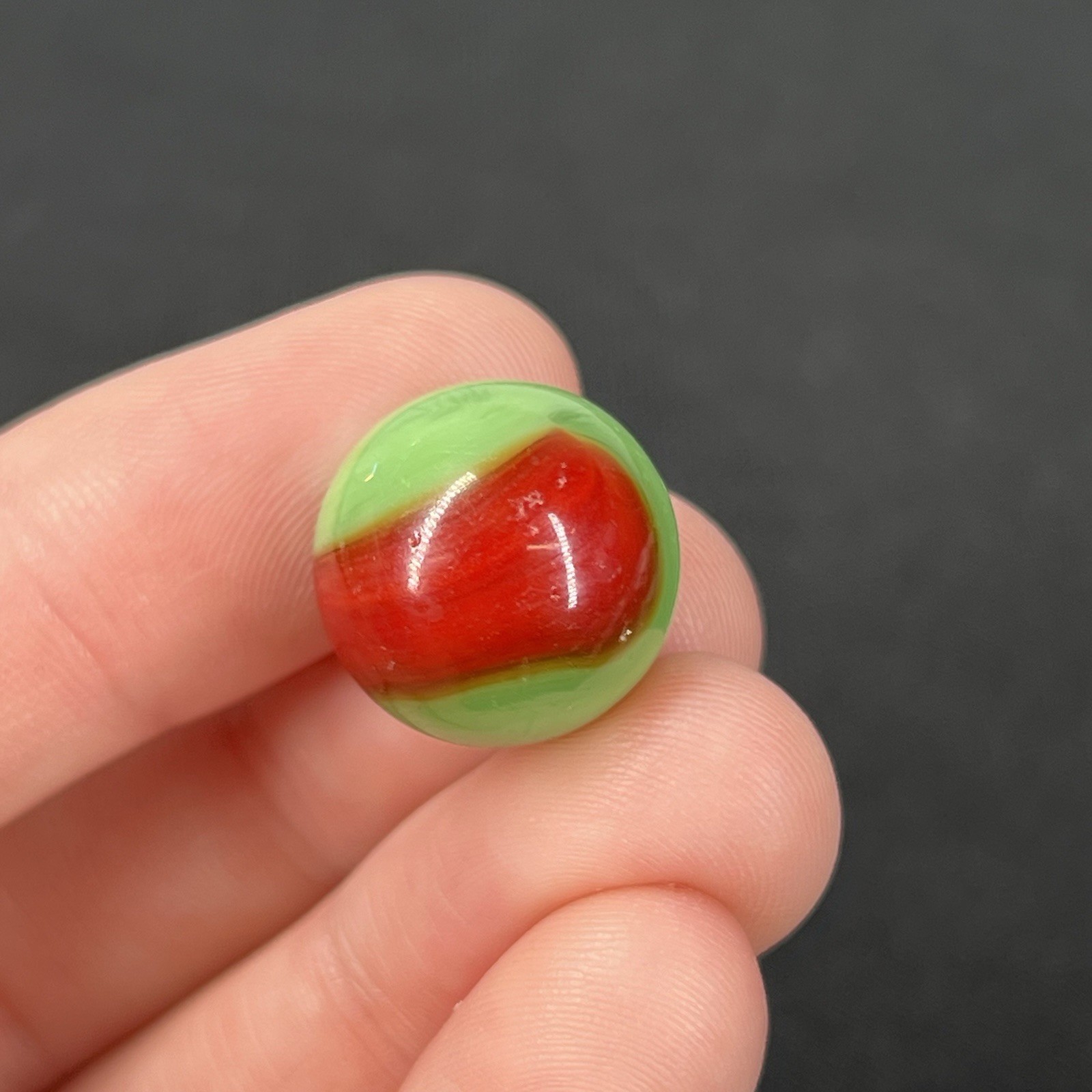 Christmas Marble VTG Glass Christensen Akro Peltier Vitro .6” Green & Red