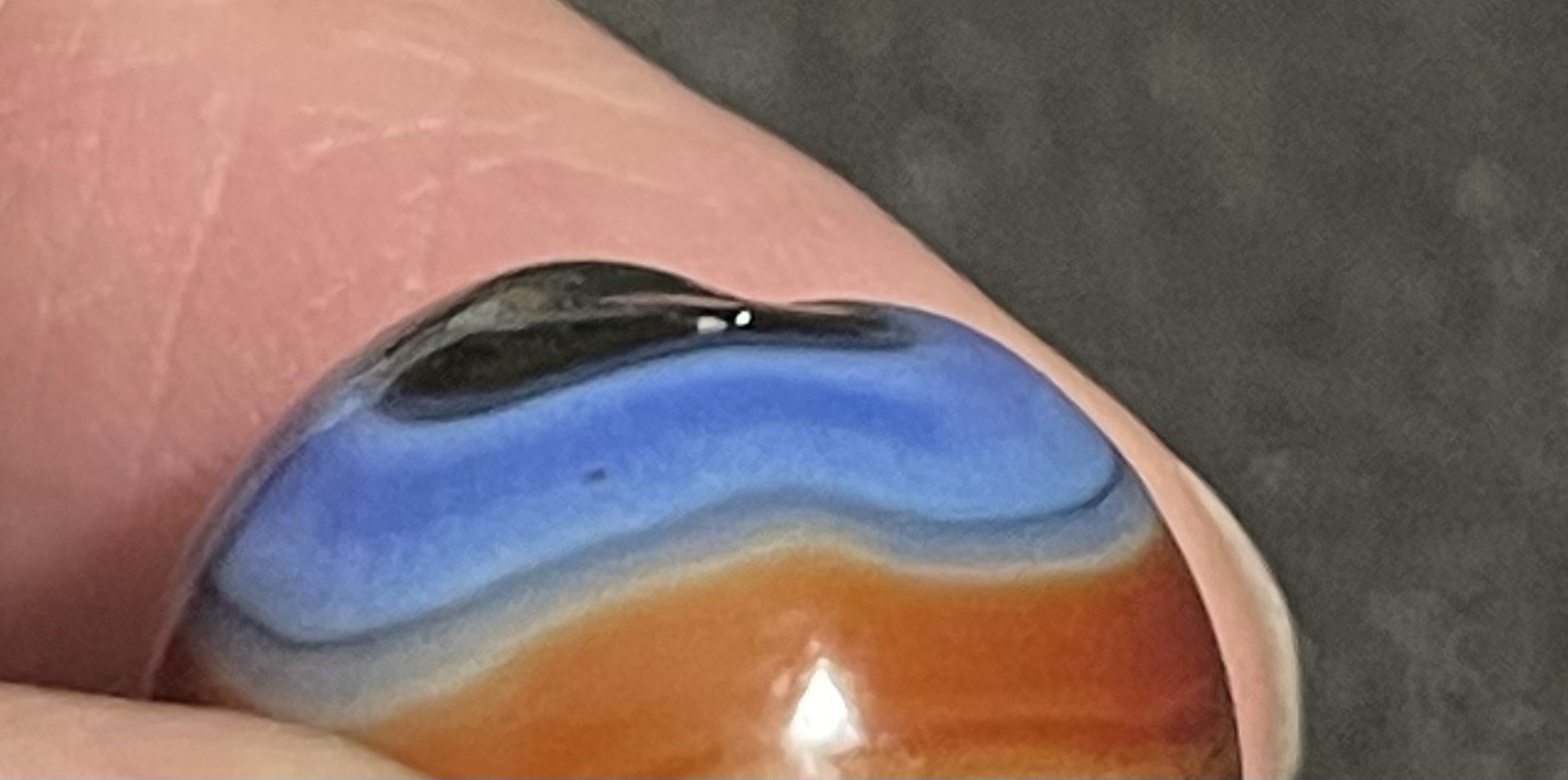 JABO Joker 11/16” Shooter Marble – Rust Brown Blue Heavy Aventurine..TM1464