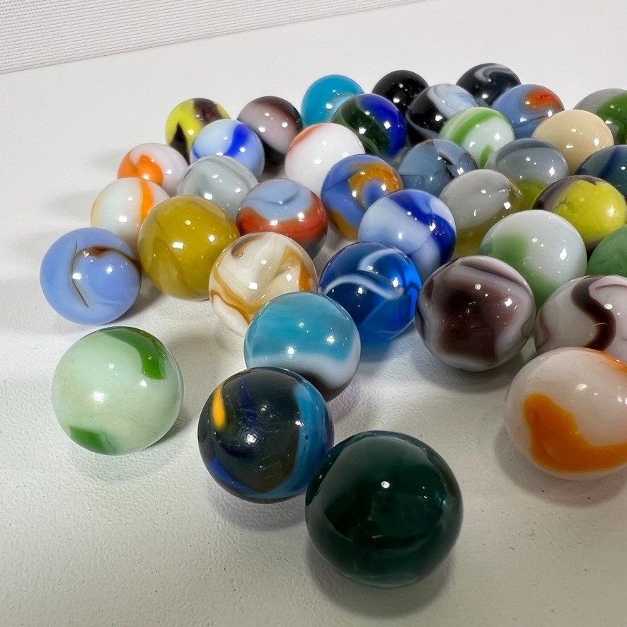 Vintage Akro Agate Swirl Glass Marbles Mixed Lot of (45x)