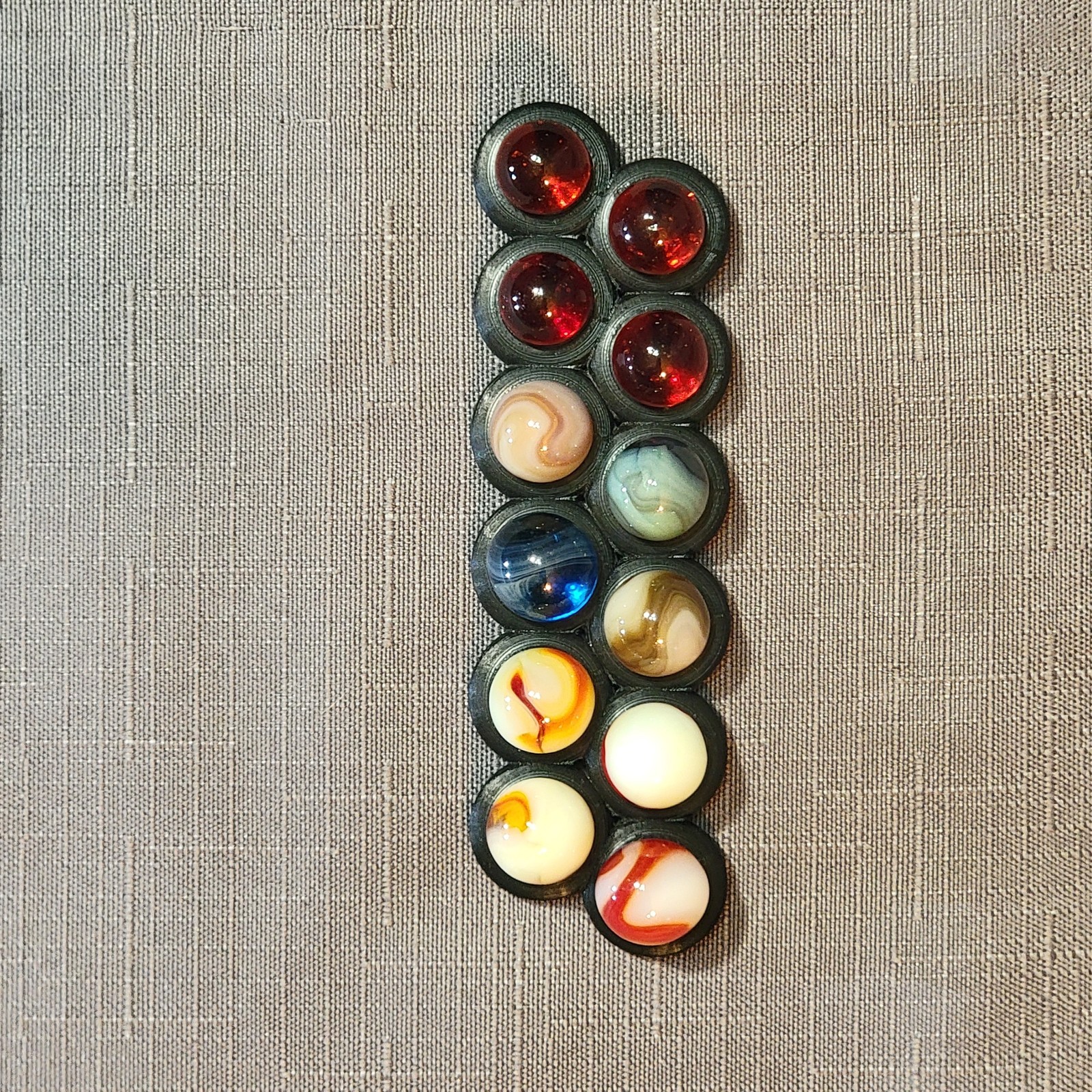 12 Vtg UV Reactive Marbles|Uranium|Cadmium|Cherry Red|Classic Mixed Lot + Stand