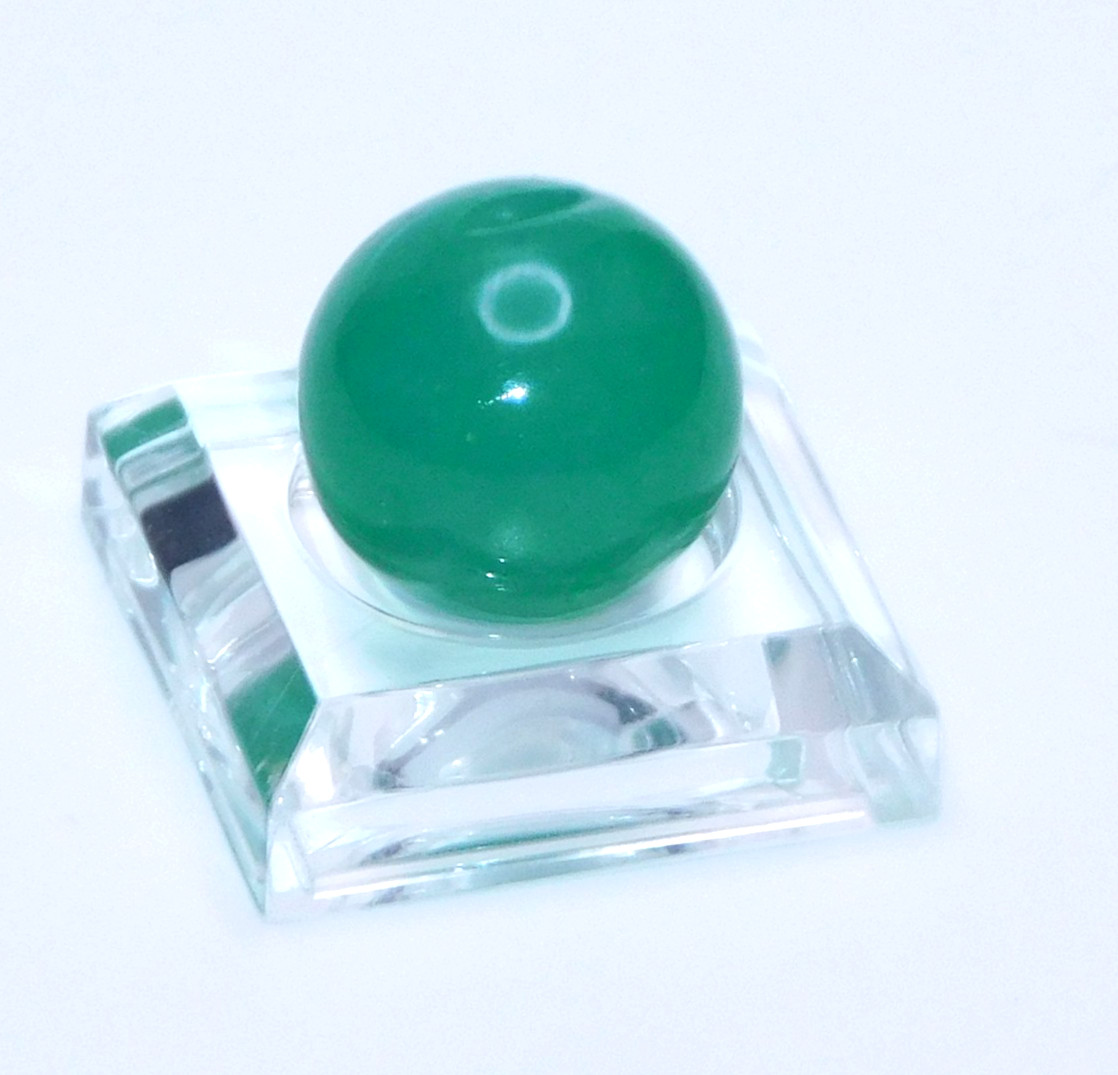 Vintage Glass Marble Green Pontil Small Semi Opaque Swirl Pontil 0.56″ ❤️-52