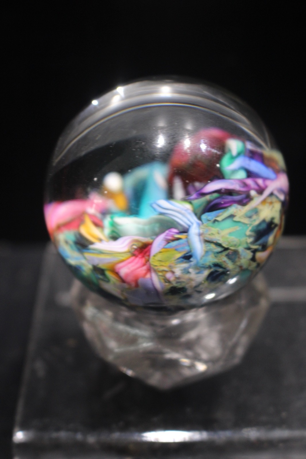 Millefiori “Orbs” by Douglas Sweet marble 1990s 52mm Mint with base