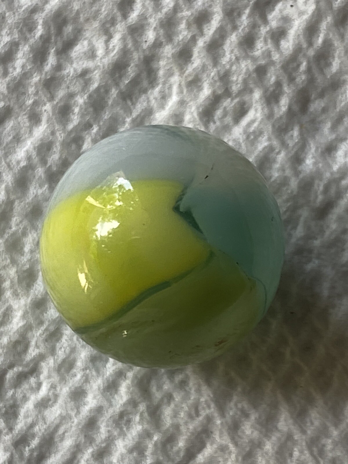 vitro agate marble Florida Sun Lemon Yellow Aqua Tropical Swirl 5/8.