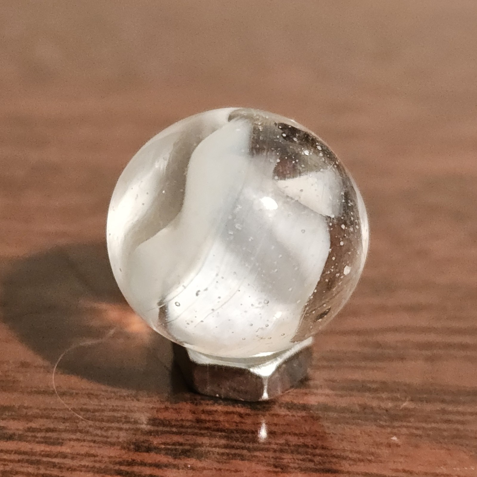 Vintage CE Bogard White 4 Lobe Floppy .625″ Glass Marble