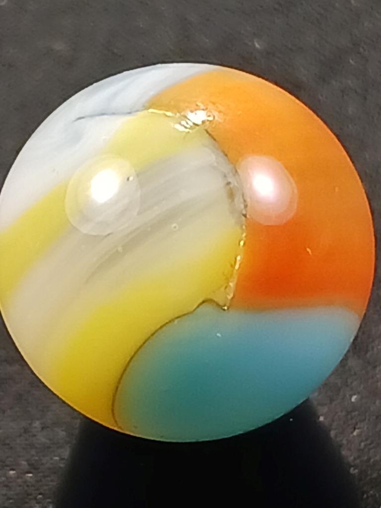 Vitro Agate .55″ Tiger Eye Robin Egg Blue Yellow Near Mint Serious Marble A272