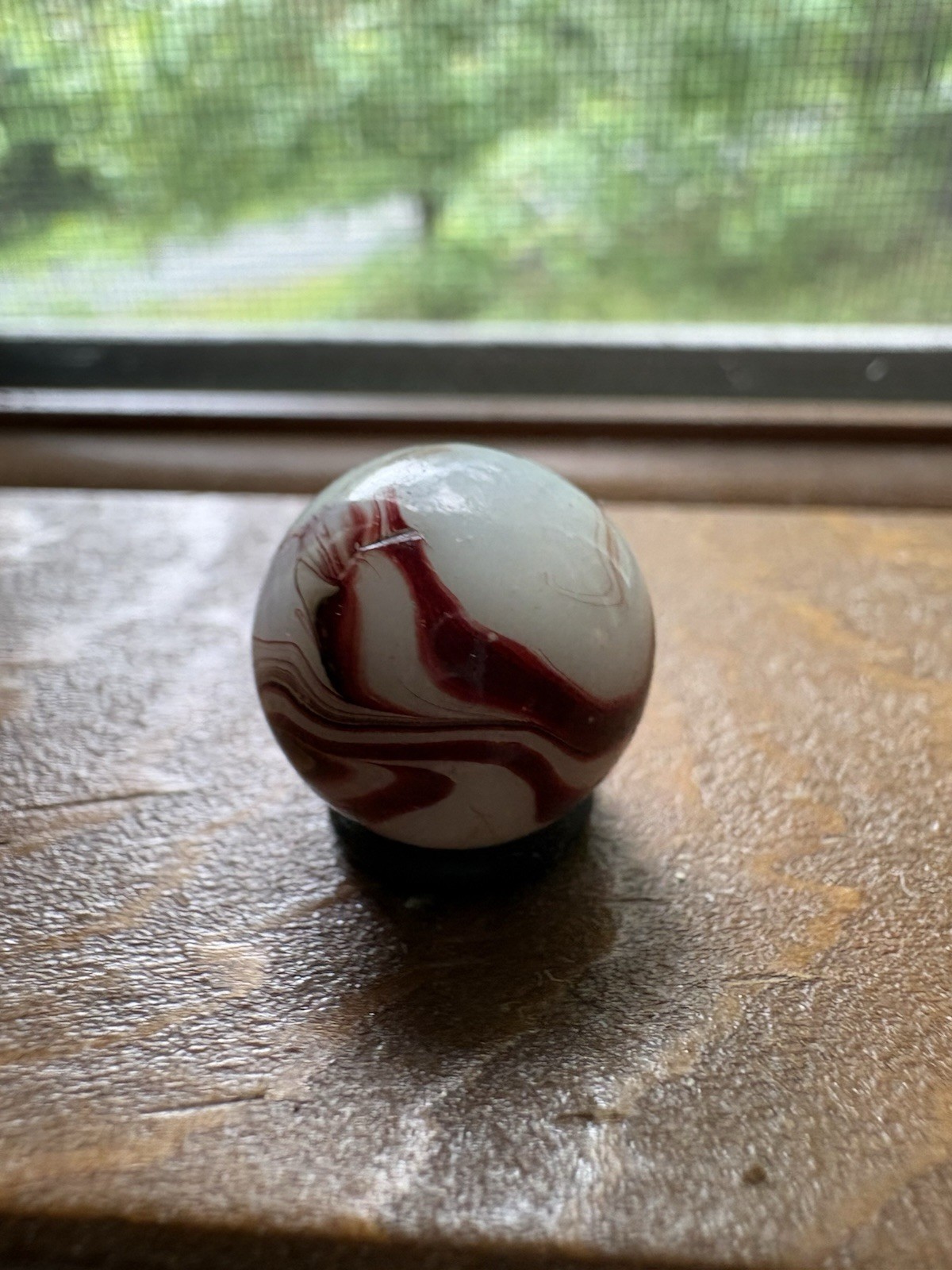 Vintage Marble Lot Swirl Shooter Ribbon Core Red White Orange Glass Marbles 3
