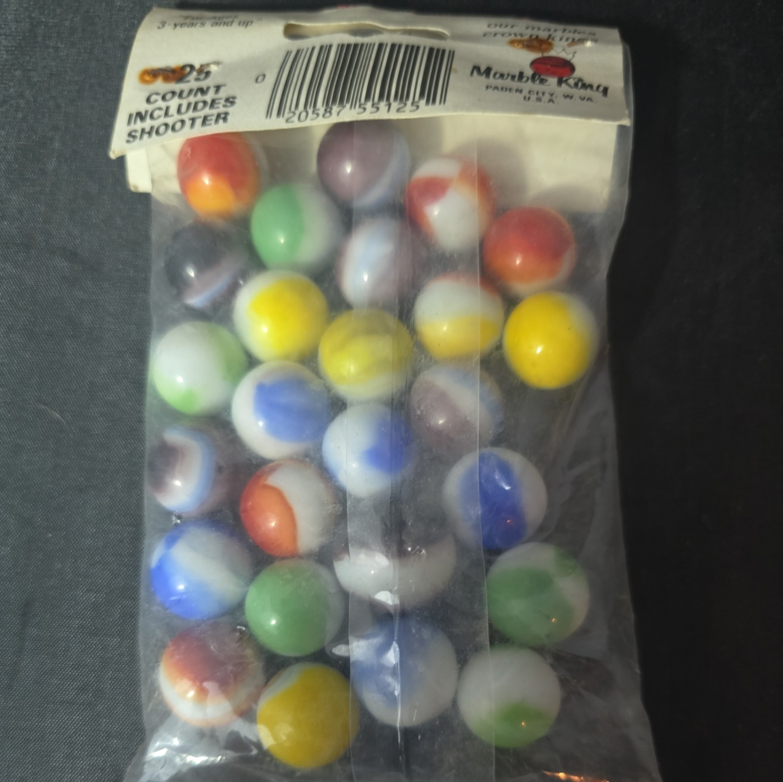 Vintage Marbles Lot. Marble King 25 Count Poly Bag. Great Condition. Paden City
