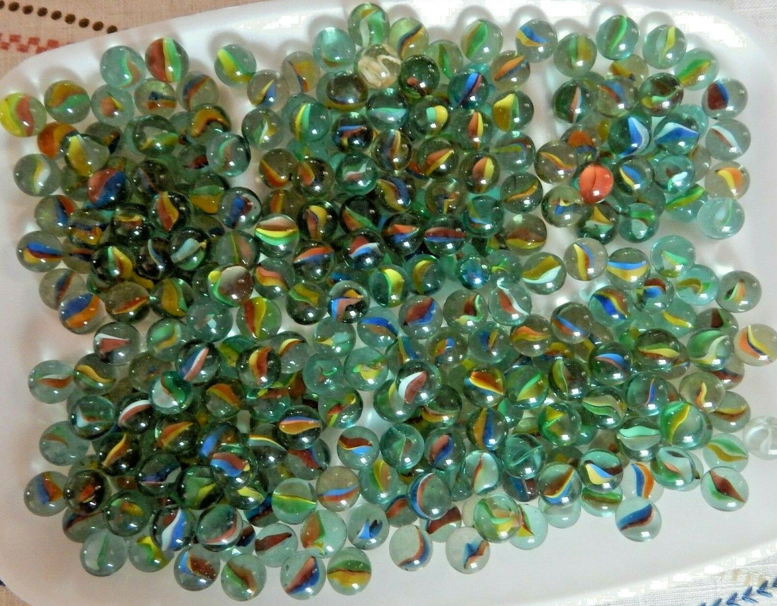 Vintage Lot of 300+ Glass Cat’s Eye Marbles in All Colors Excellent Condition