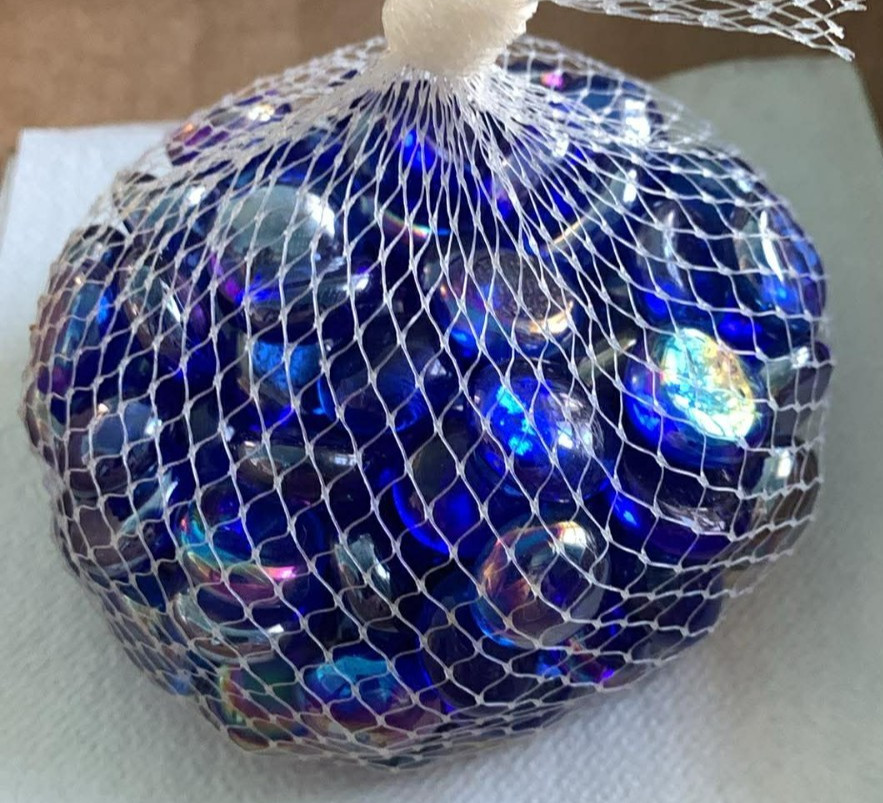 1 lb 2.8 oz FLAT BLUE GLASS MARBLES