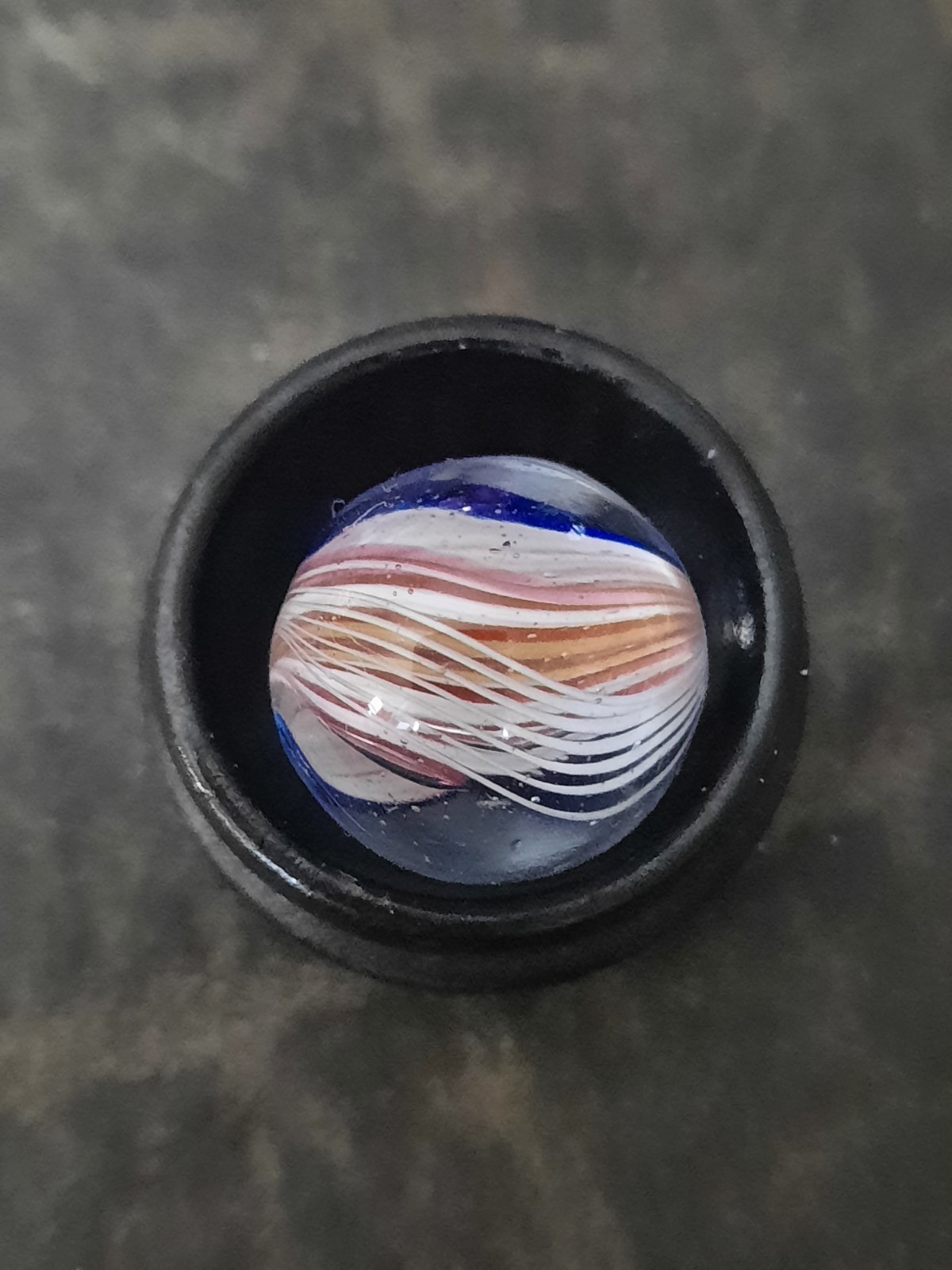 Antique German Ribbon Core Swirl Marble Vibrant Colors Approximately .650