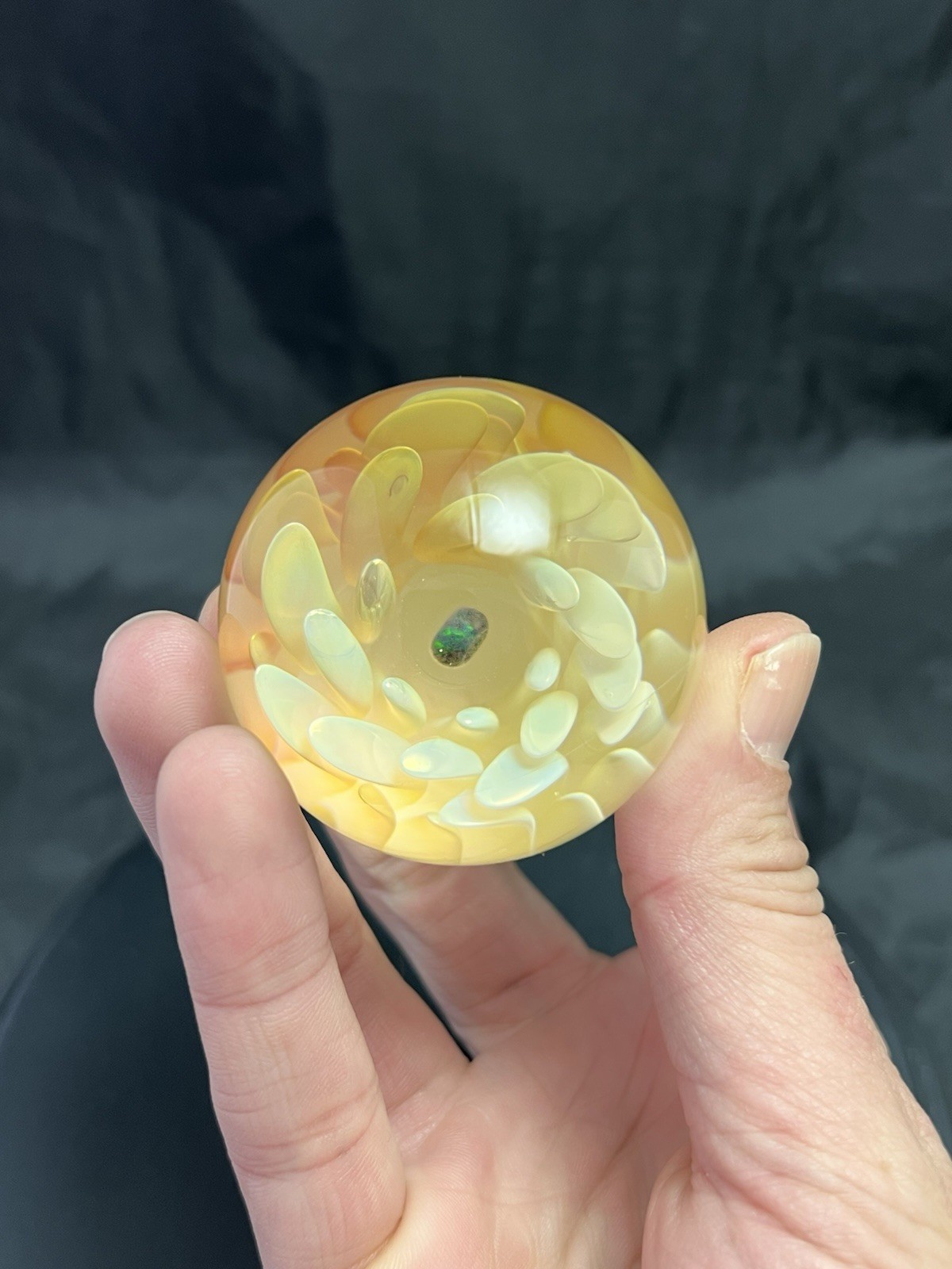1.9”/48mm Handmade Silver and Gold Fumed Art Glass Marble – Liquid Phoenix Glass